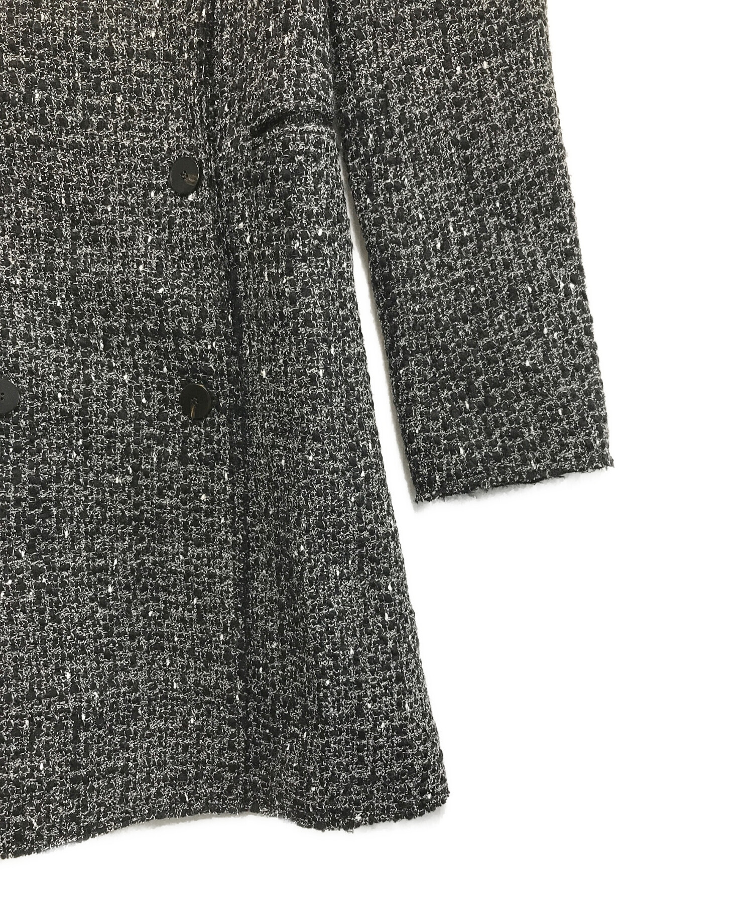 中古・古着通販】theory (セオリー) ツイードコート ブラック サイズ:2