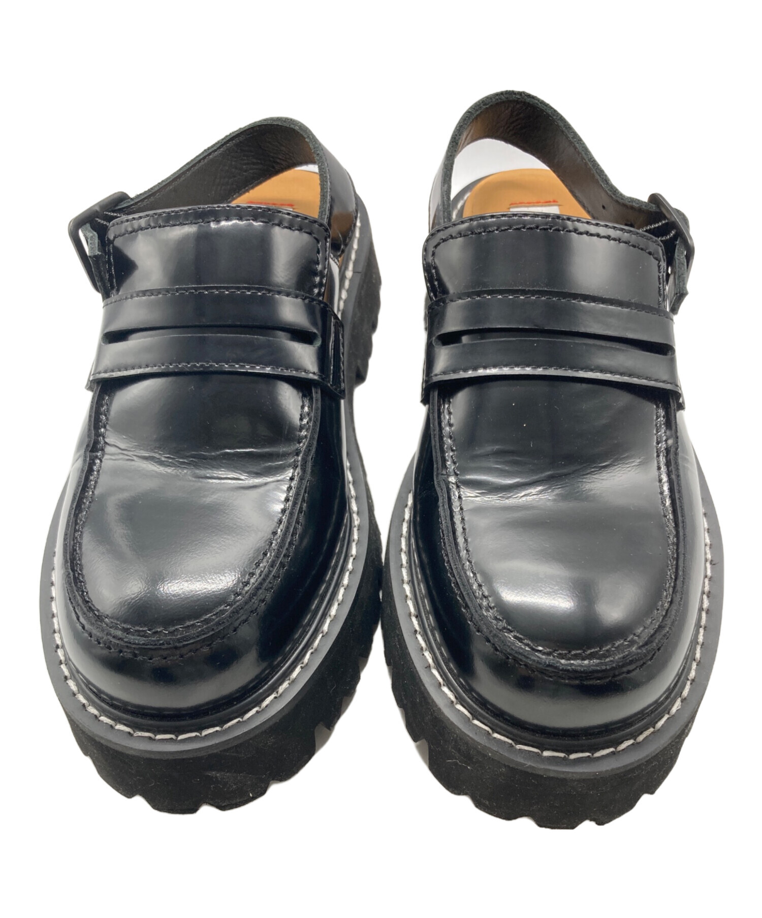 中古・古着通販】ENFOLD (エンフォルド) BELTED LOAFERS ブラック