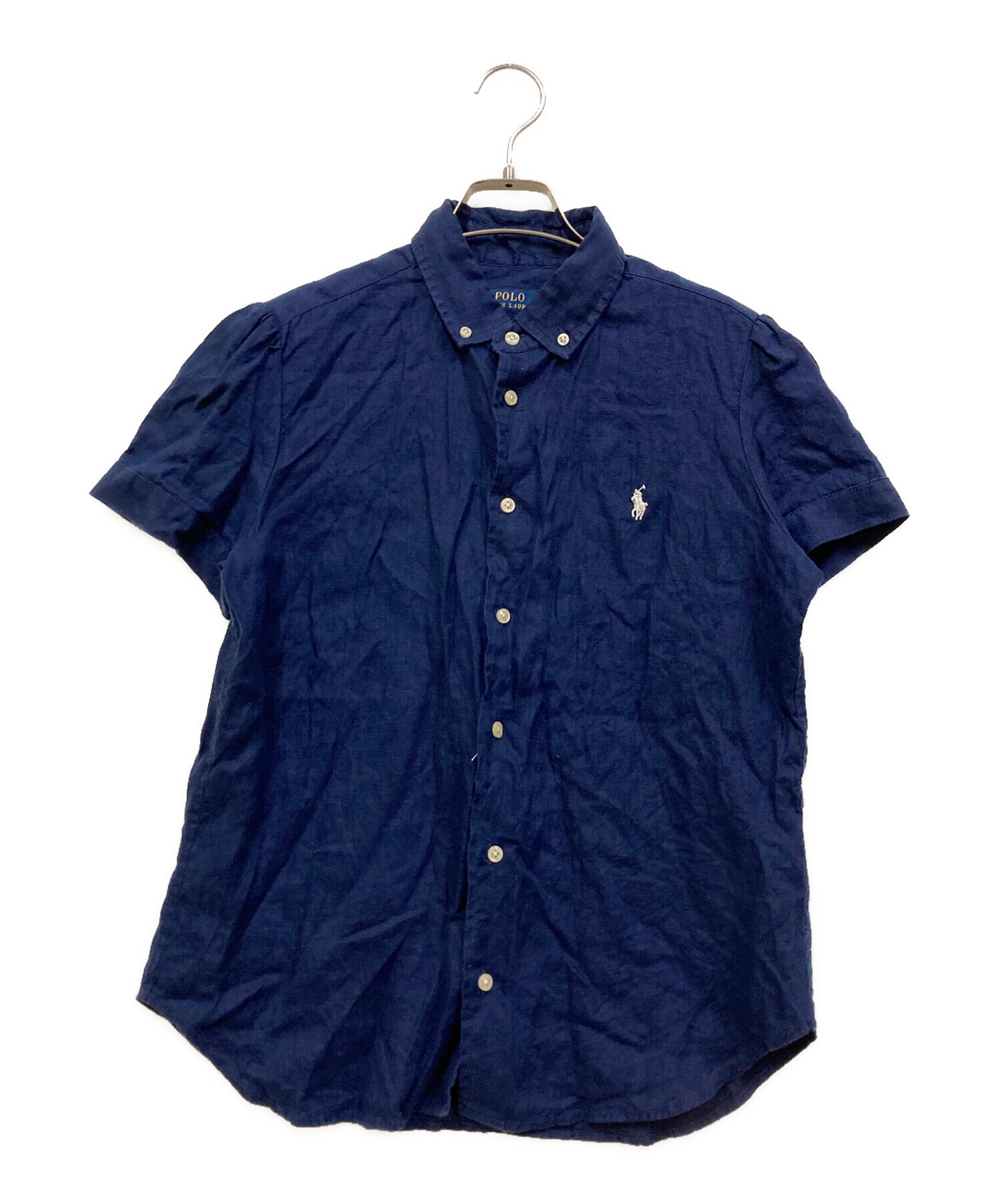 美品✨RALPH LAUREN リネン100% シャツ　フレンチスリーブ　刺繍 中古・古着通販】POLO RALPH LAUREN (ポロ・ラルフローレン) フレンチ