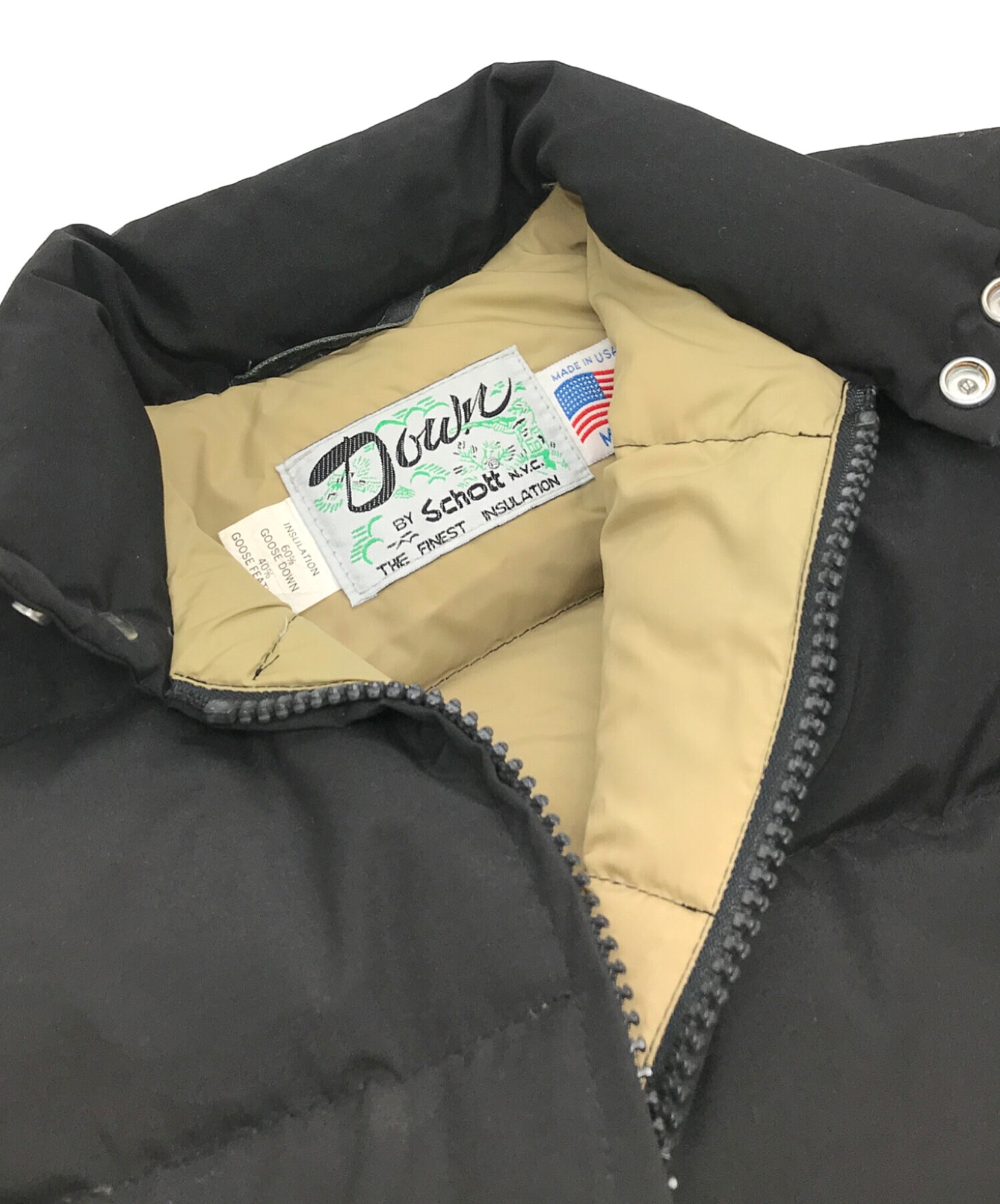 90s 希少Schott Duar USA製ブラック ダウンジャケット M短丈 中古・古着通販】Schott (ショット) 90'sヴィンテージダウンジャケット