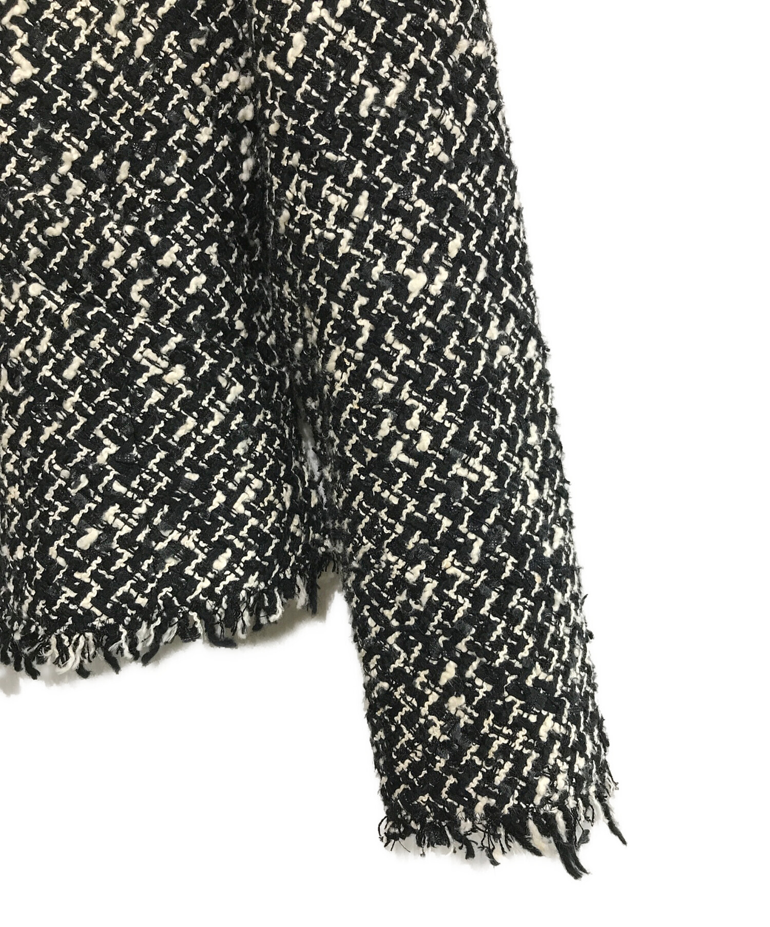 エポカ　未使用品　ツイード　チェック　ノーカラー　サイズ40(L) 中古・古着通販】EPOCA (エポカ) ノーカラーツイードジャケット