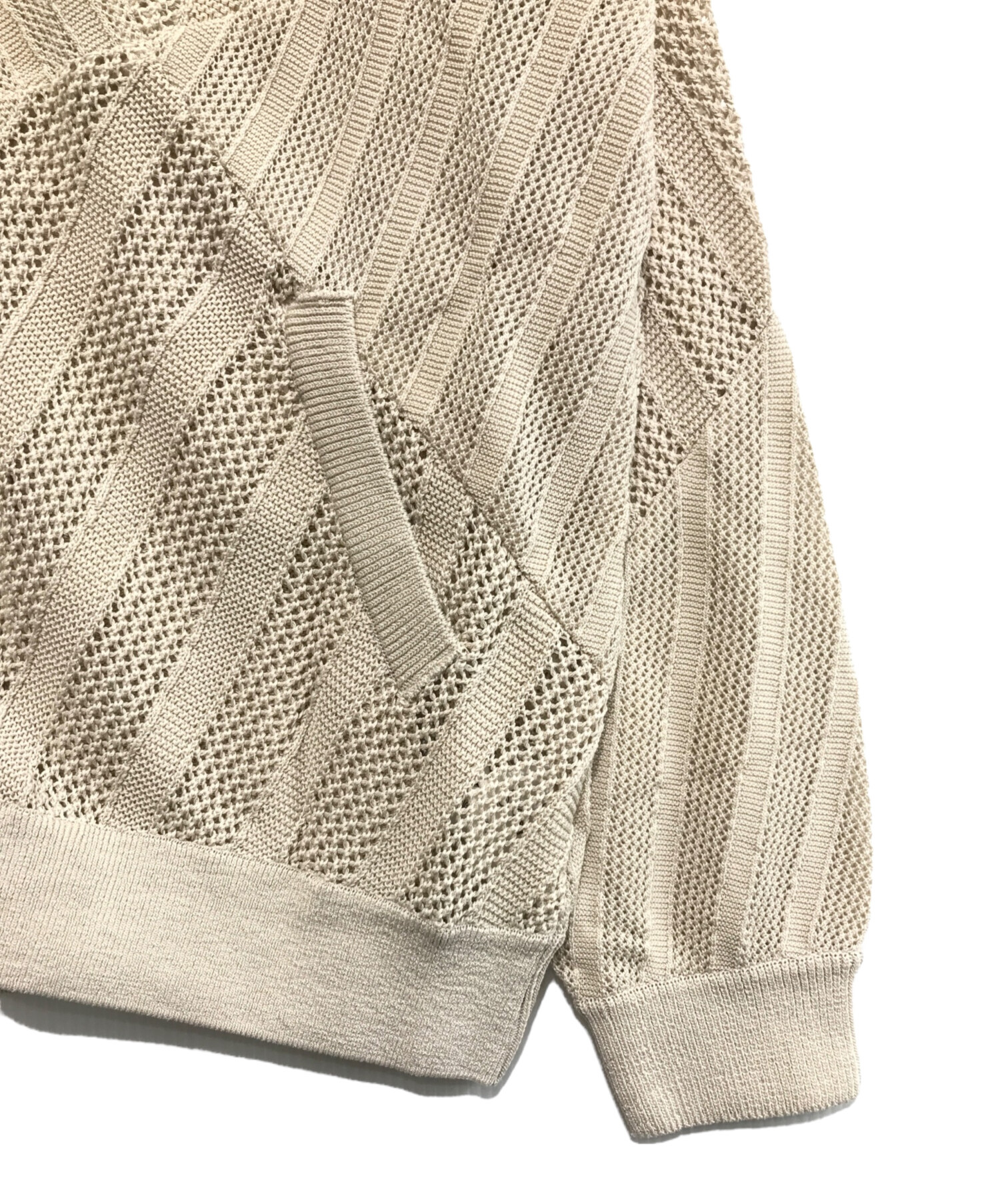 中古・古着通販】YOKE (ヨーク) COTTON MESH STRIPE ZIP-UP CARDIGAN 