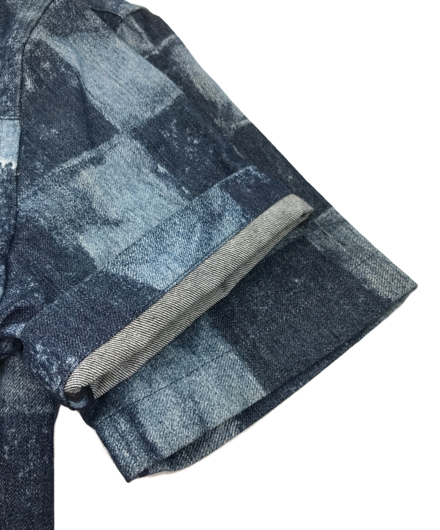 ルイ・ヴィトン ダミエ ソルト プリント 半袖 デニム シャツ