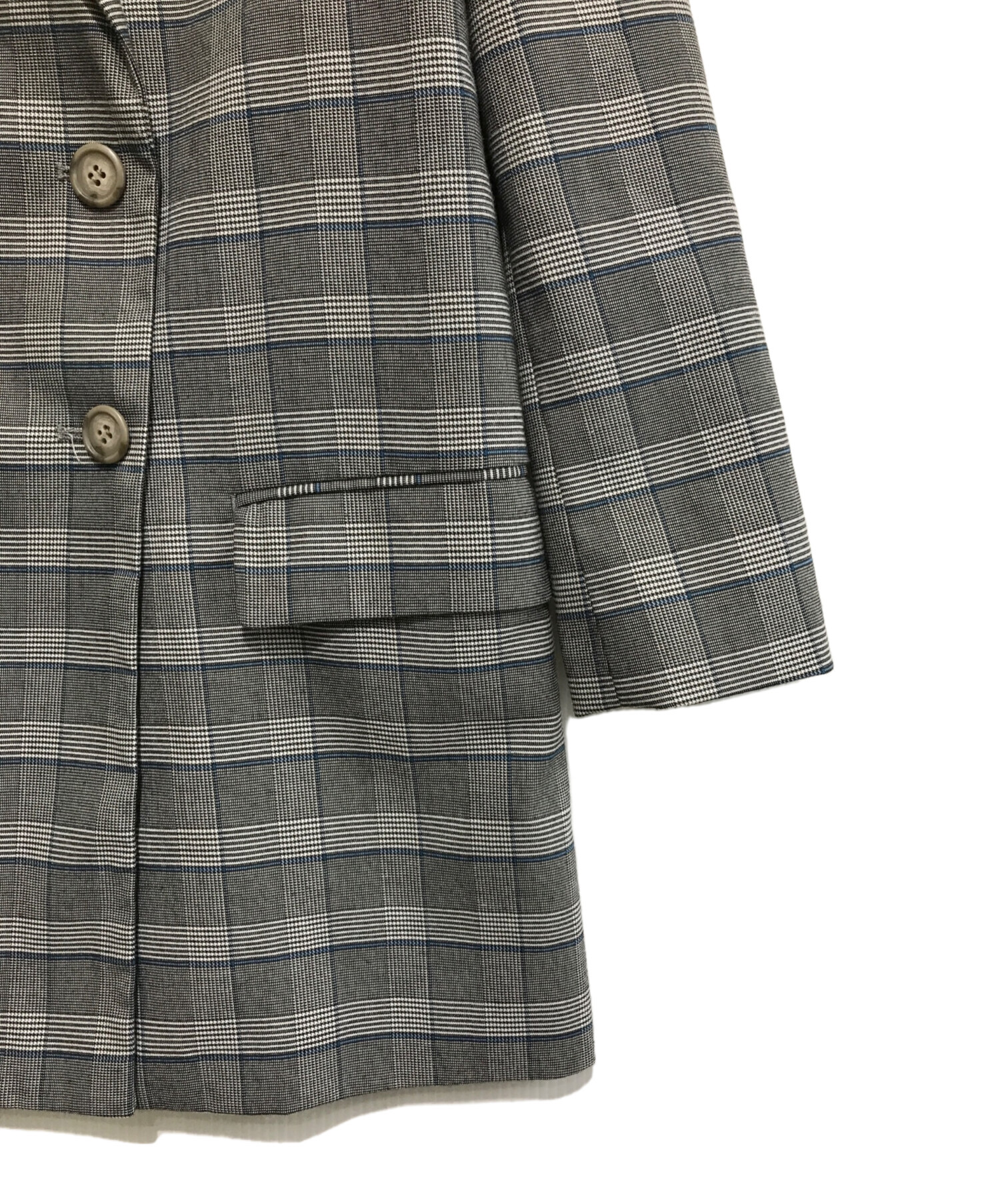 中古・古着通販】AMERI (アメリ) PUFF CHECK JACKET WIT グレー×ブルー