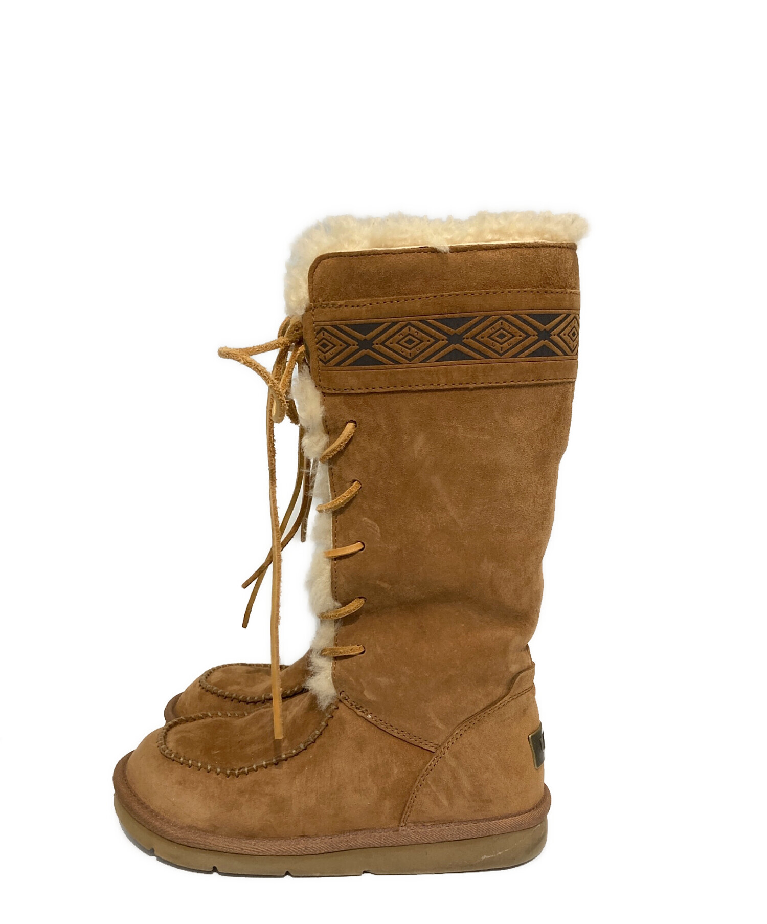 購入者様決定✨ UGG アグ スウェード ムートン ロングブーツ 厚底 ヒール 中古・古着通販】UGG (アグ) レースアップムートンロングブーツ