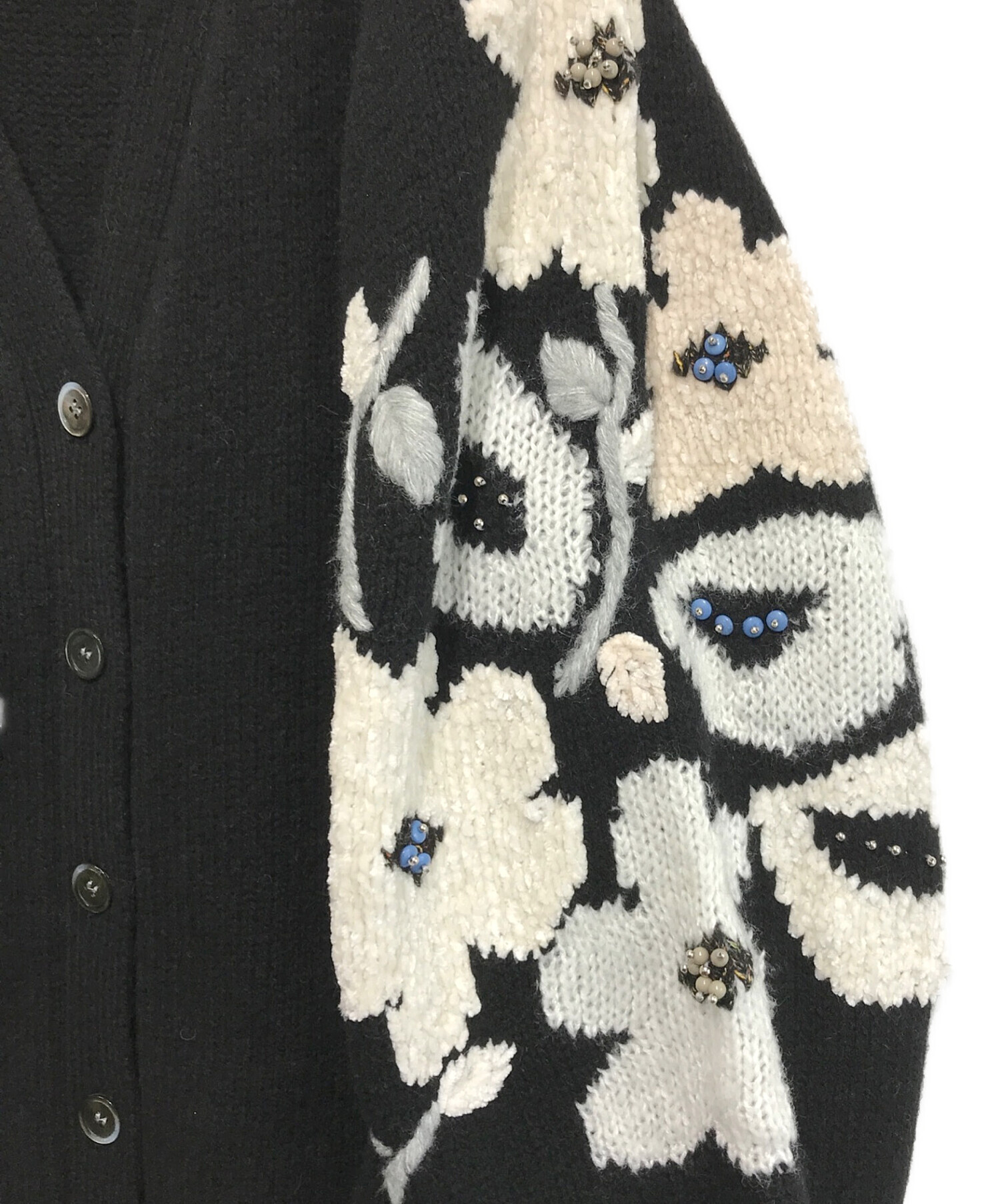 中古・古着通販】BEARDSLEY (ビアズリー) 袖ジャガードカーディガン