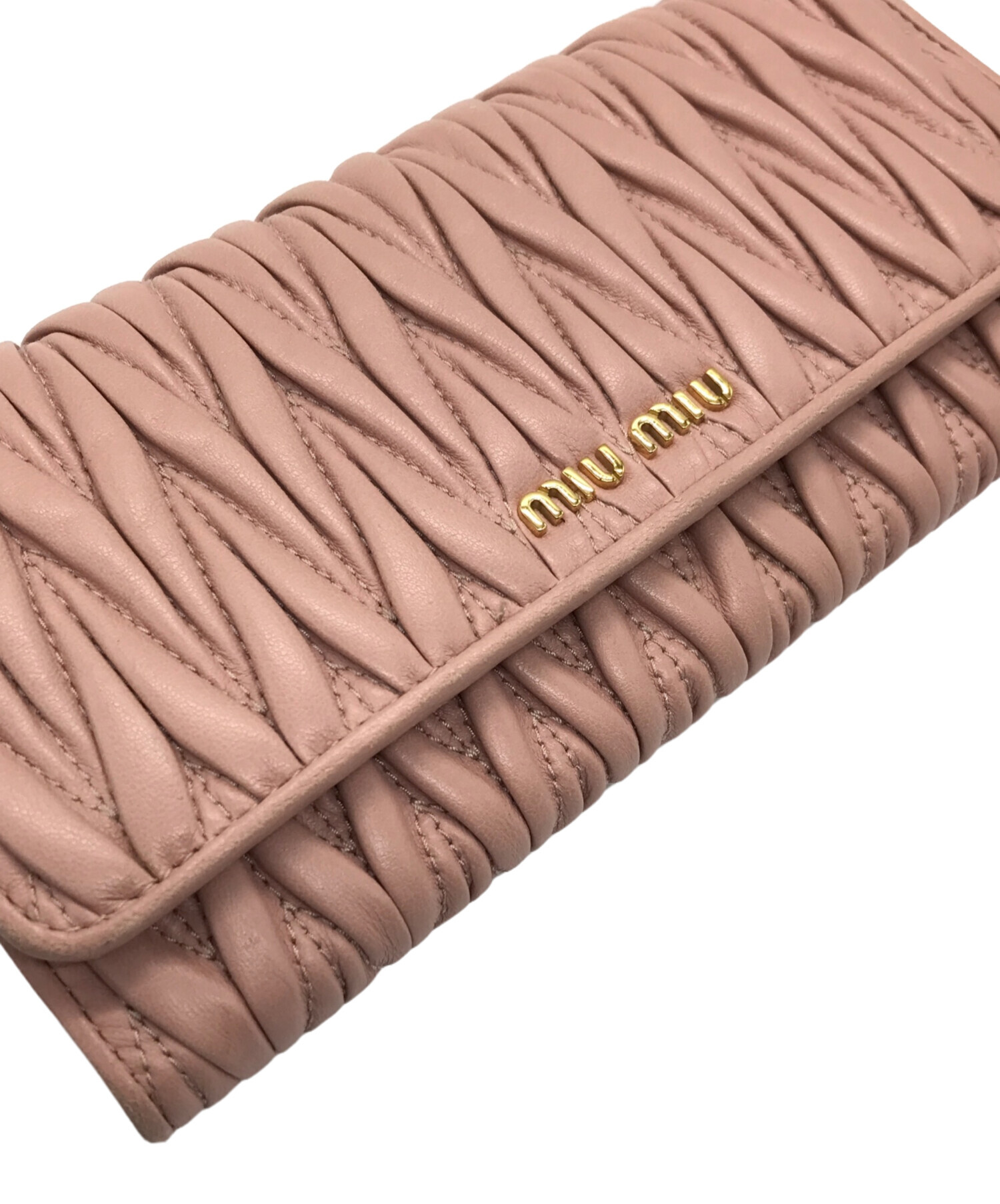 中古・古着通販】MIU MIU (ミュウミュウ) ギャザー長財布 ライトピンク 