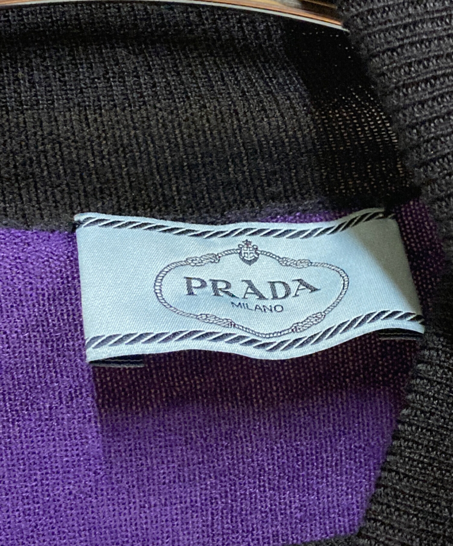 紫【新品】PRADA バイカラーニットコート PRADAアウトタグ PRADA