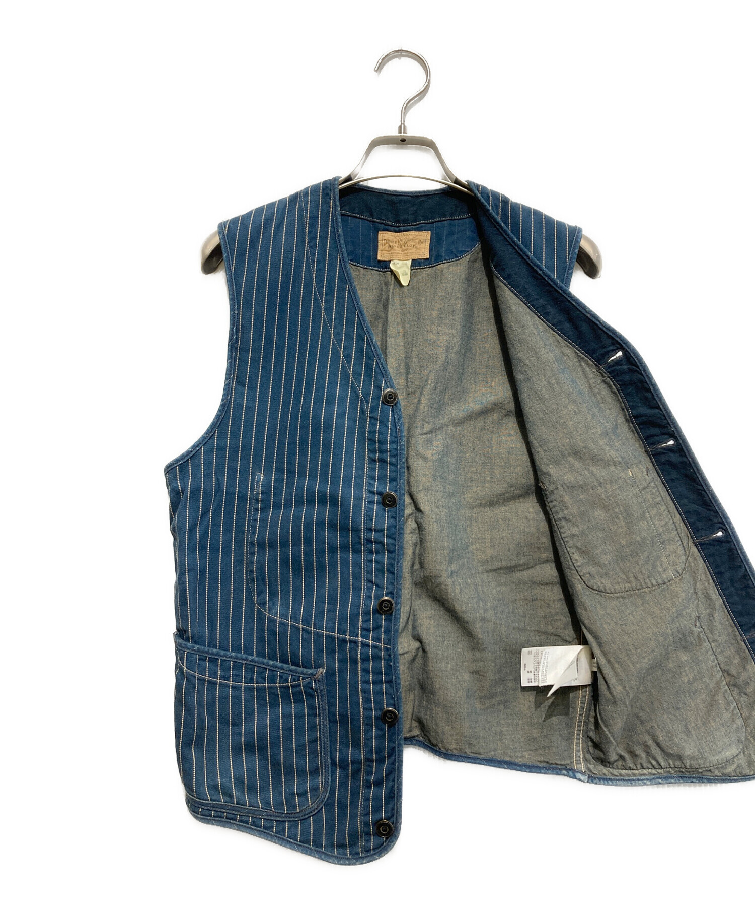 中古・古着通販】RRL (ダブルアールエル) ヒッコリーベスト ネイビー 
