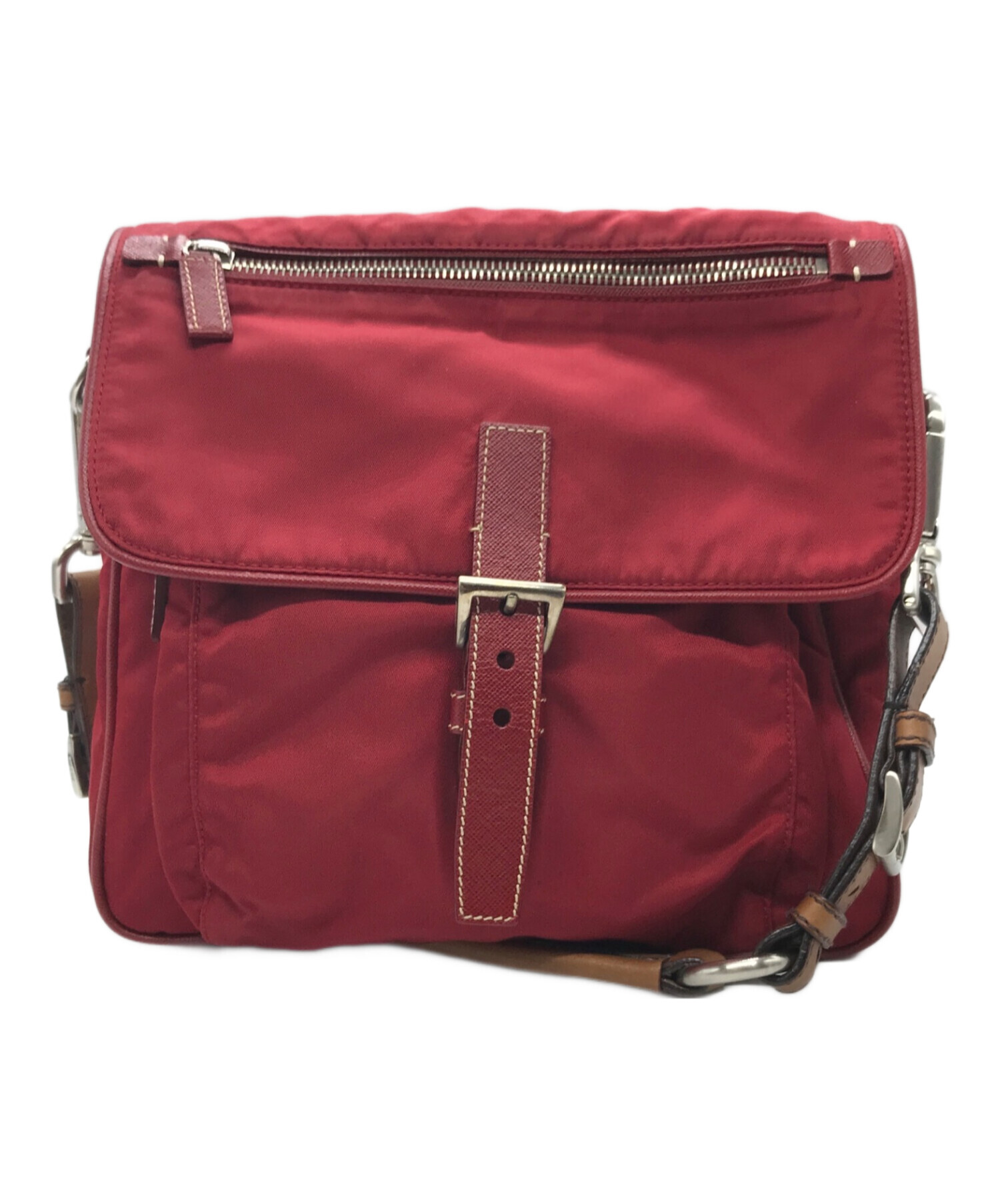 中古・古着通販】PRADA (プラダ) ナイロンショルダーバッグ レッド 