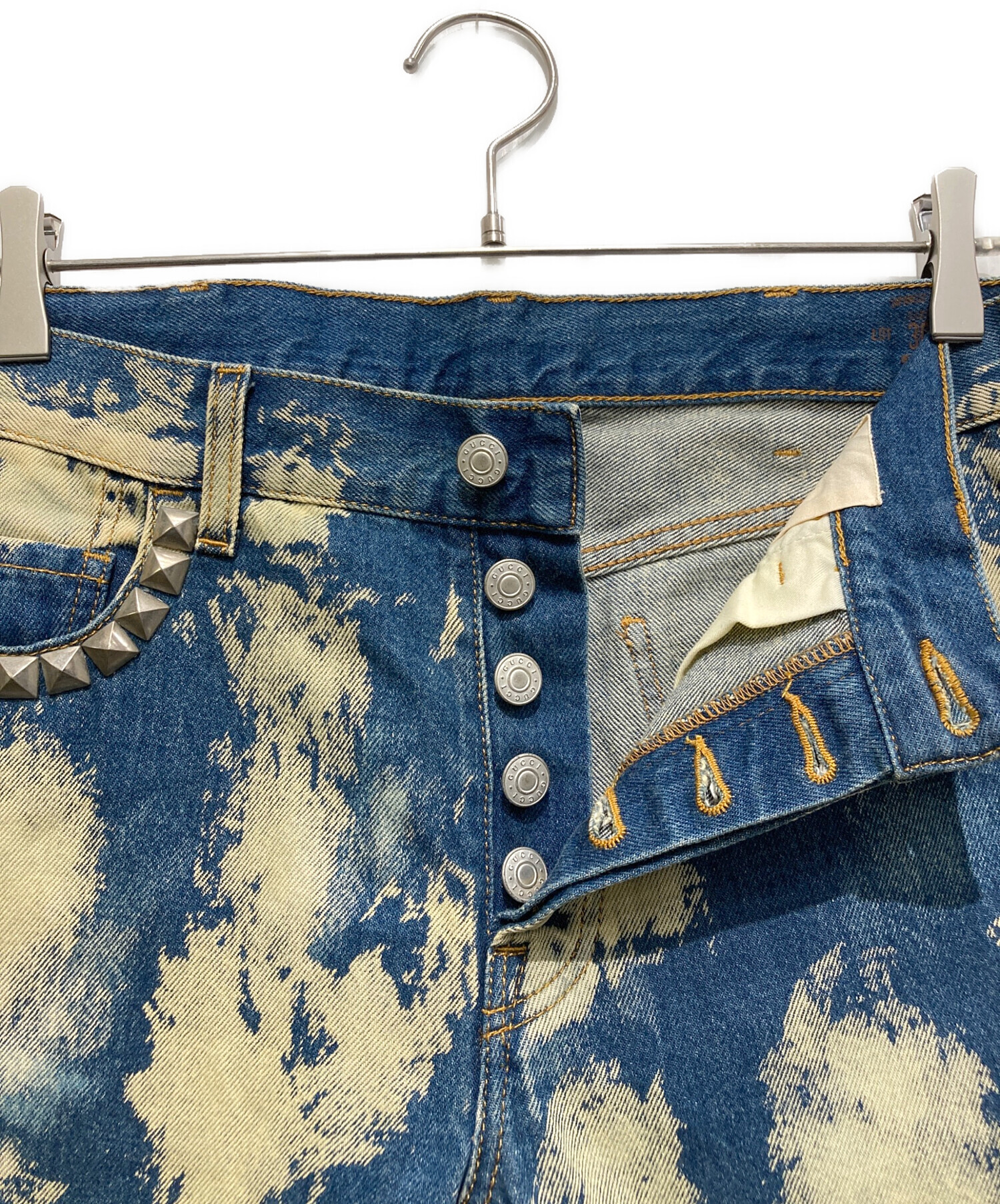 中古・古着通販】GUCCI (グッチ) 17ssブリーチ加工ジーンズ ブルー