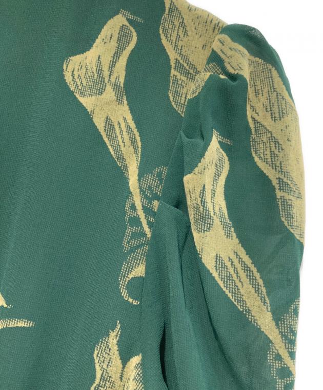 und calla flocky dress グリーン　Mサイズ Ameri（アメリ）の「UND CALLA FLOCKY DRESS（ワンピース）」 - WEAR