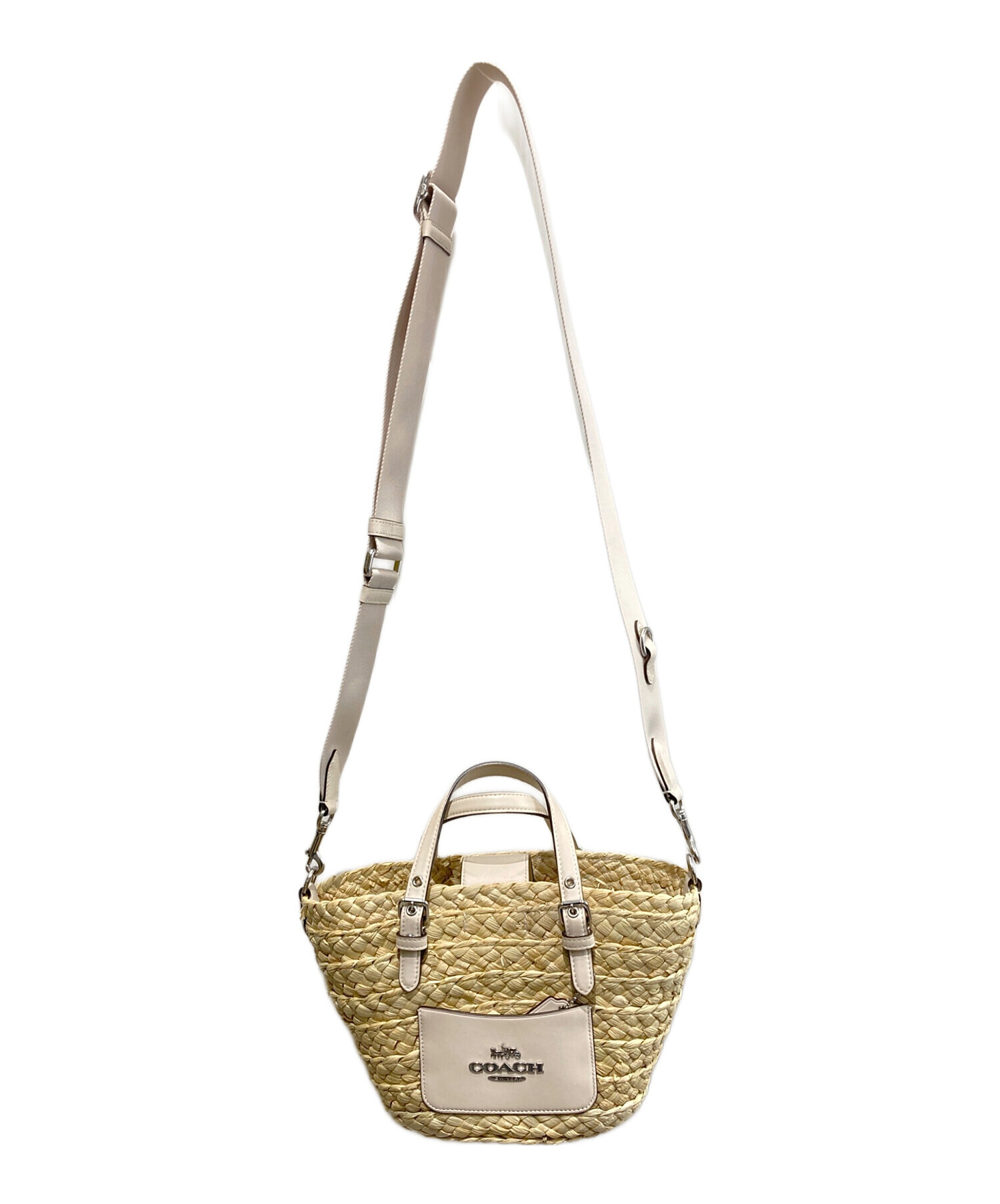 中古・古着通販】COACH (コーチ) カゴバッグ ホワイト×ベージュ 