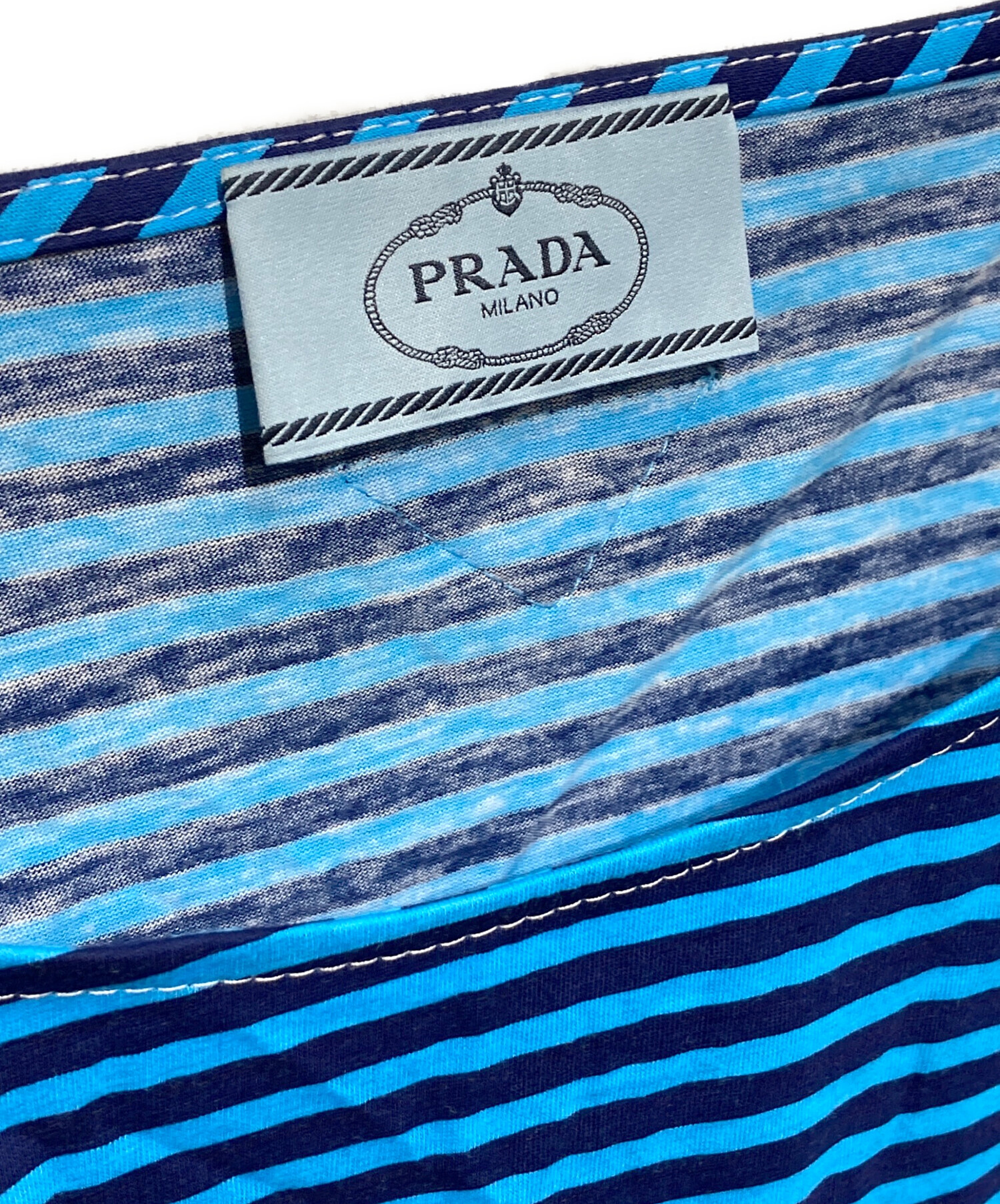 中古・古着通販】PRADA (プラダ) ボーダーカットソー ブルー×ネイビー 
