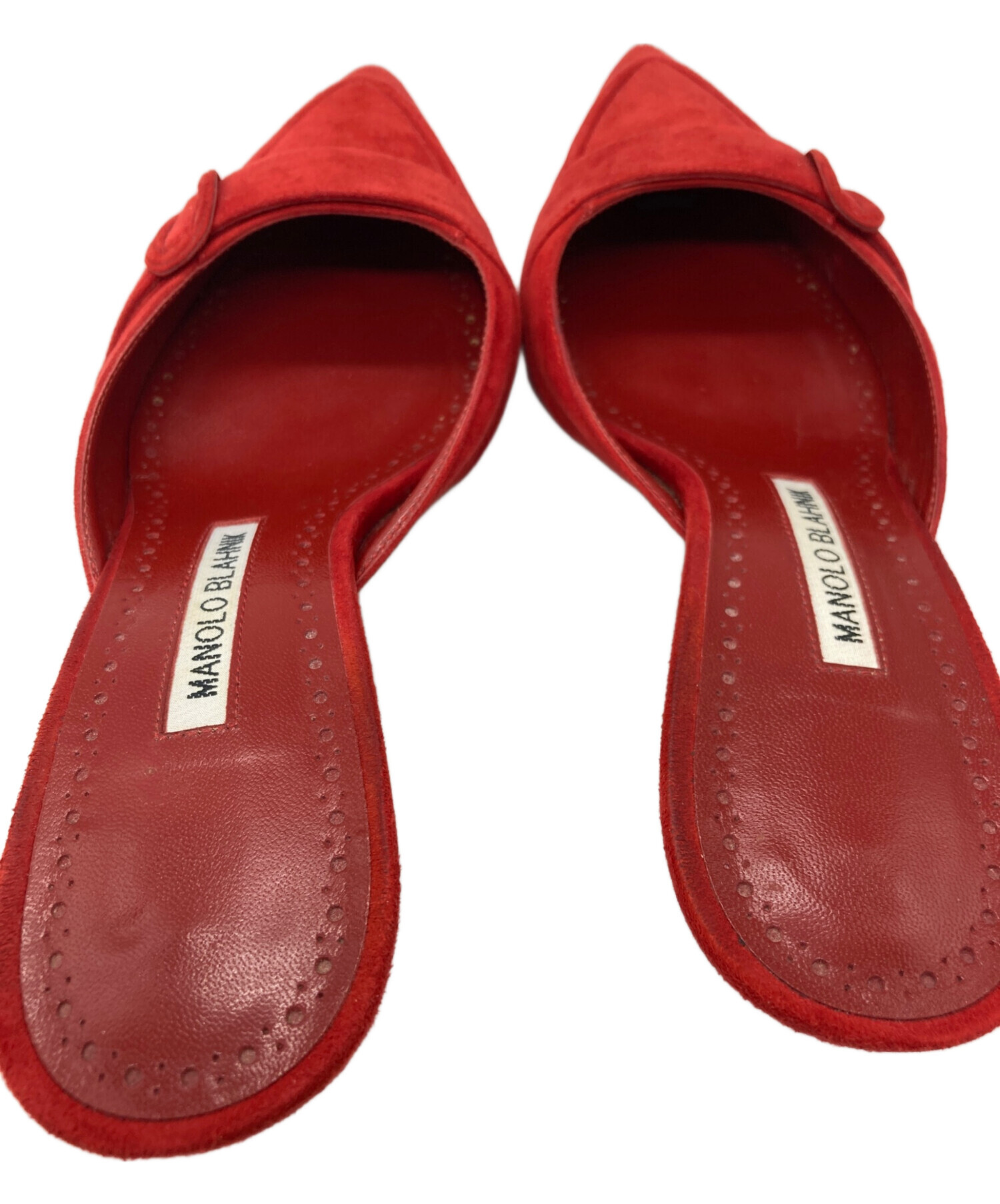 【美品・箱付き】マノロブラニク サンダル ミュール レッド 赤 22.5cm相当 中古・古着通販】Manolo Blahnik (マノロブラニク) ミュール レッド