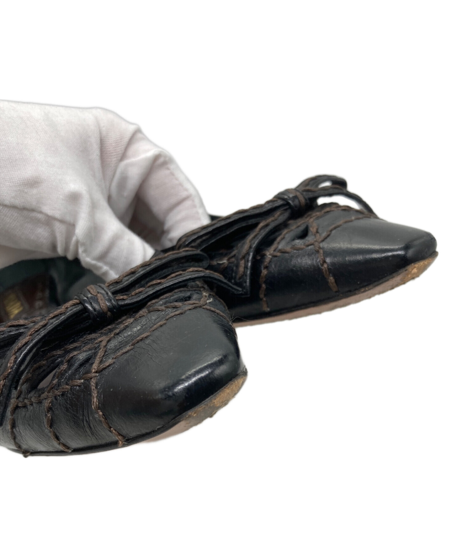 中古・古着通販】PRADA (プラダ) リボンパンプス ブラック サイズ:381