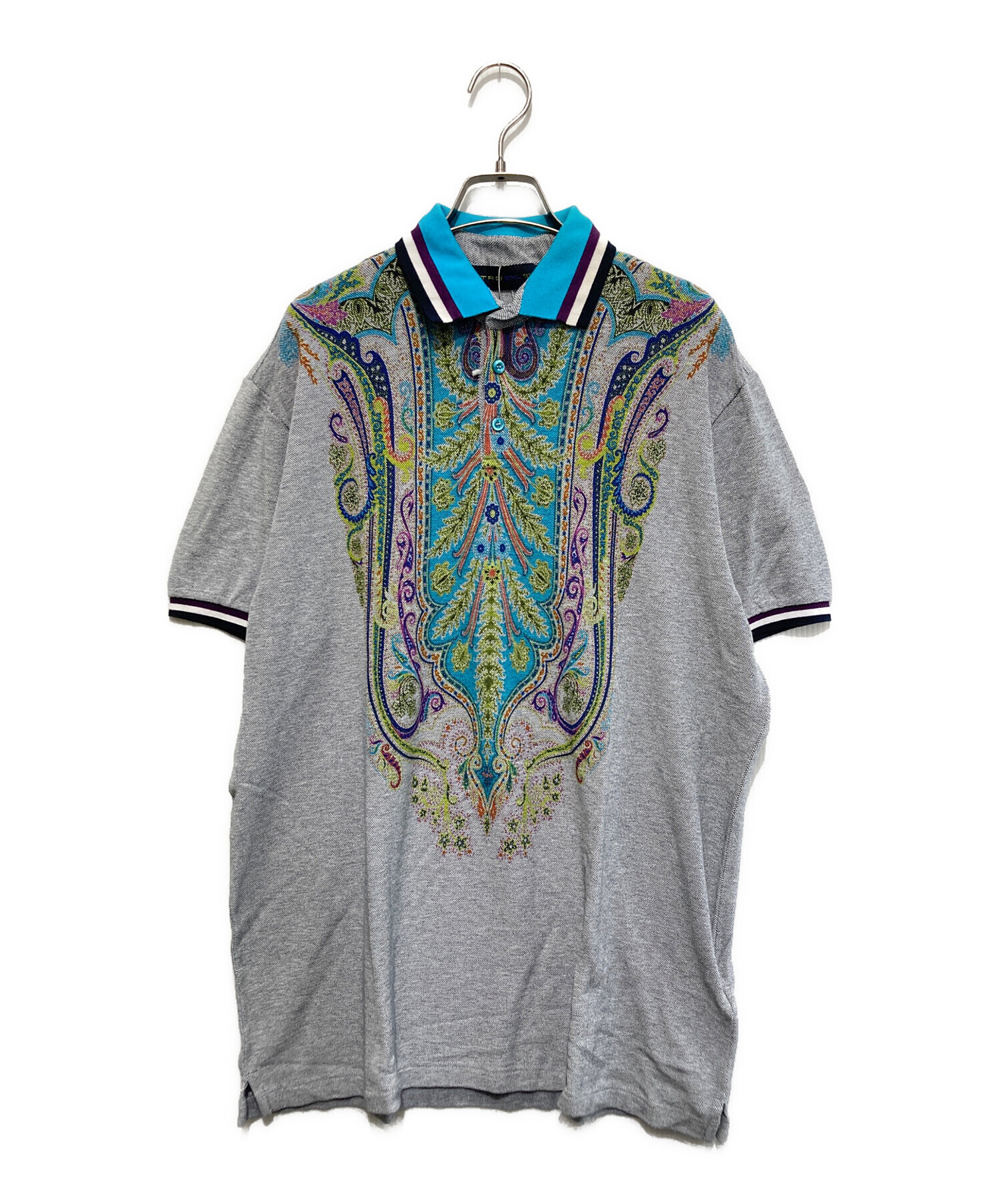 中古・古着通販】ETRO (エトロ) 柄ポロシャツ グレー サイズ:2XL 