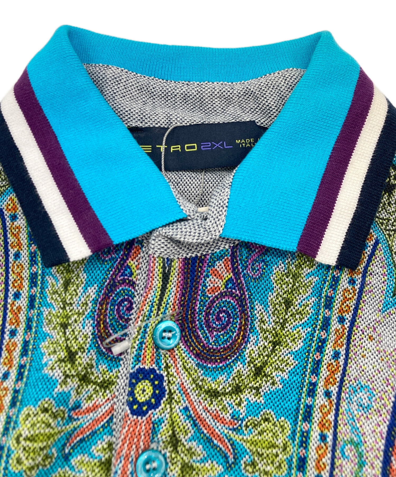 中古・古着通販】ETRO (エトロ) 柄ポロシャツ グレー サイズ:2XL 
