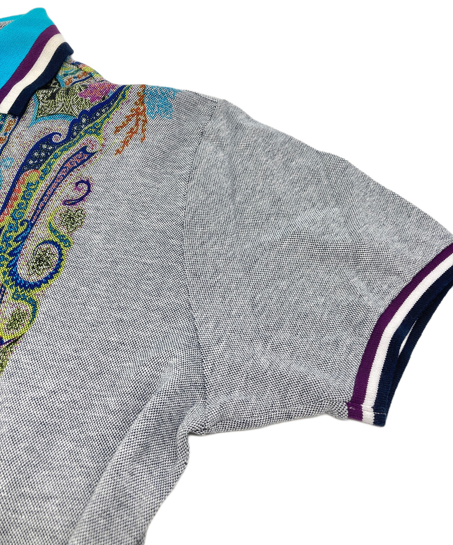 中古・古着通販】ETRO (エトロ) 柄ポロシャツ グレー サイズ:2XL 