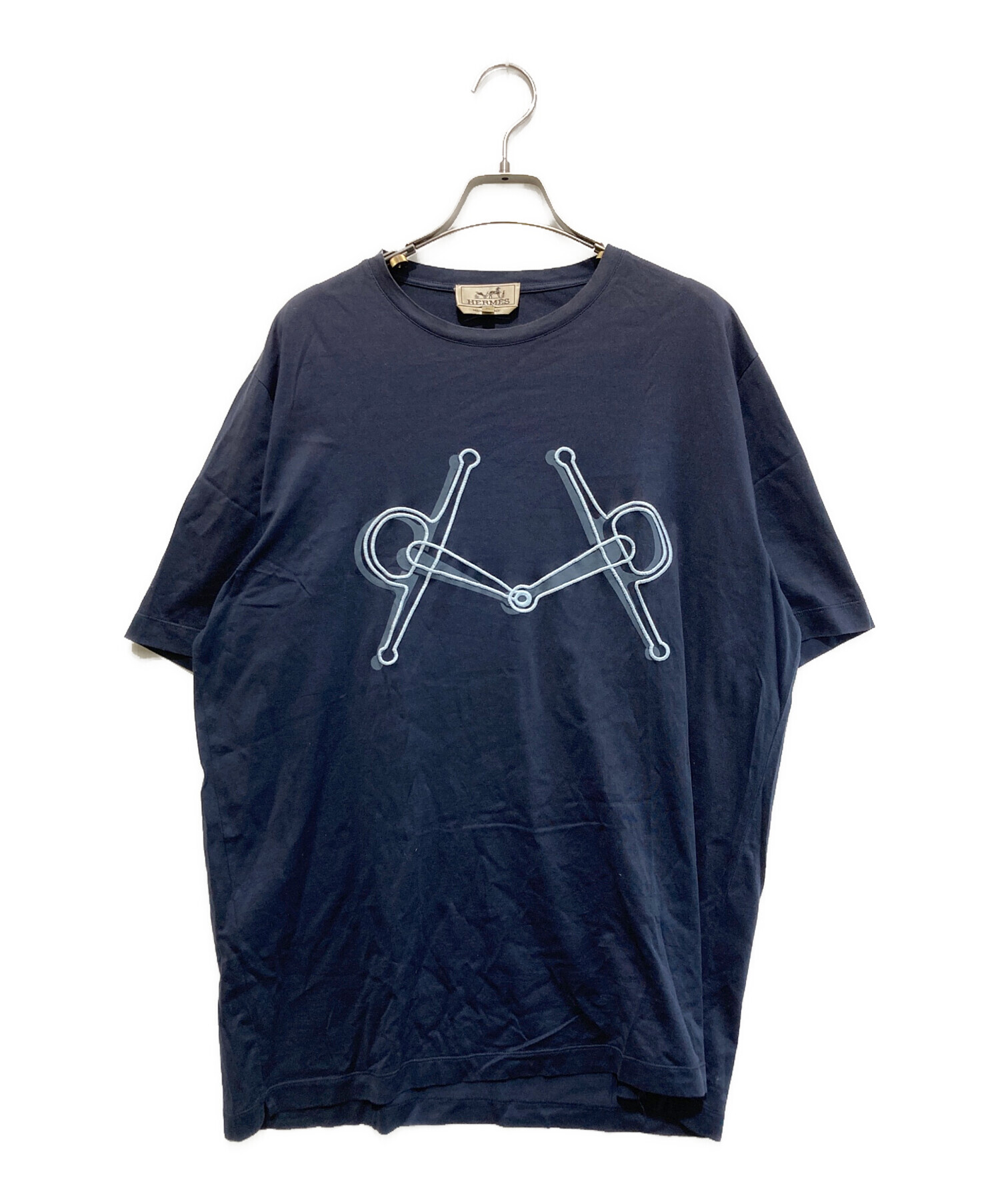 中古・古着通販】HERMES (エルメス) ホースビット刺繍Tシャツ ネイビー 