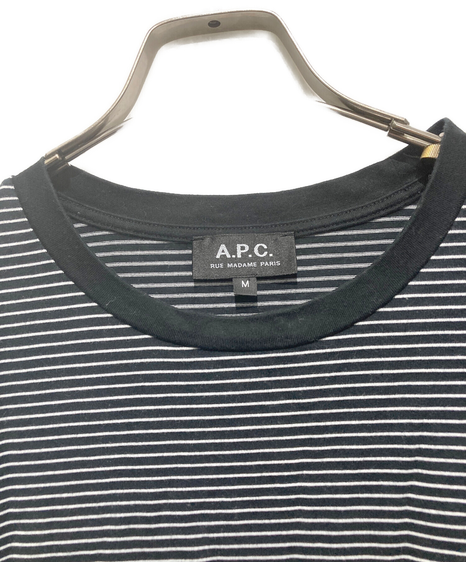中古・古着通販】A.P.C. (アーペーセー) ボーダーカットソー ブラック 