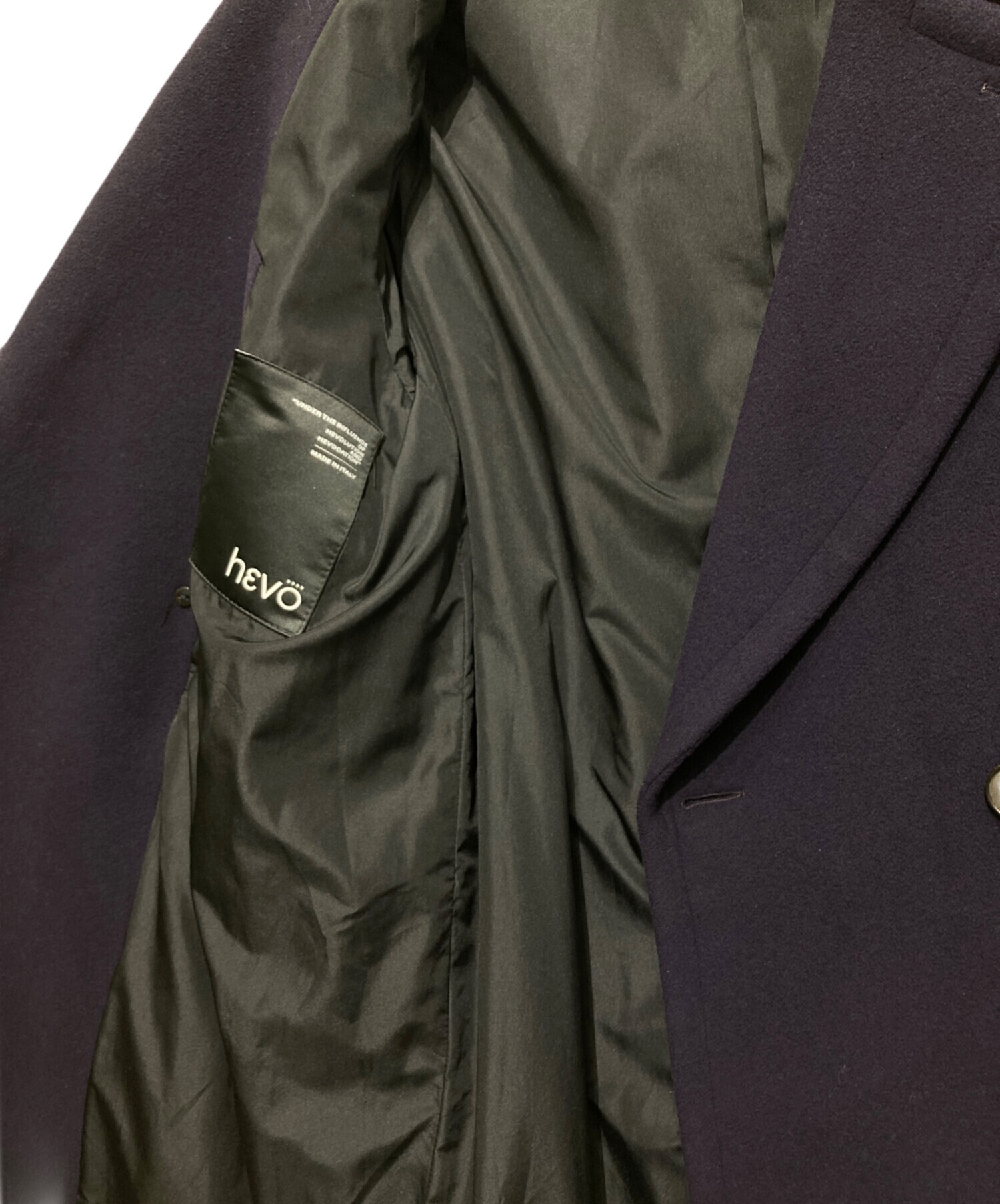 hevo ウール　コート 中古・古着通販】HEVO (イーヴォ) ウールコート ネイビー サイズ:44