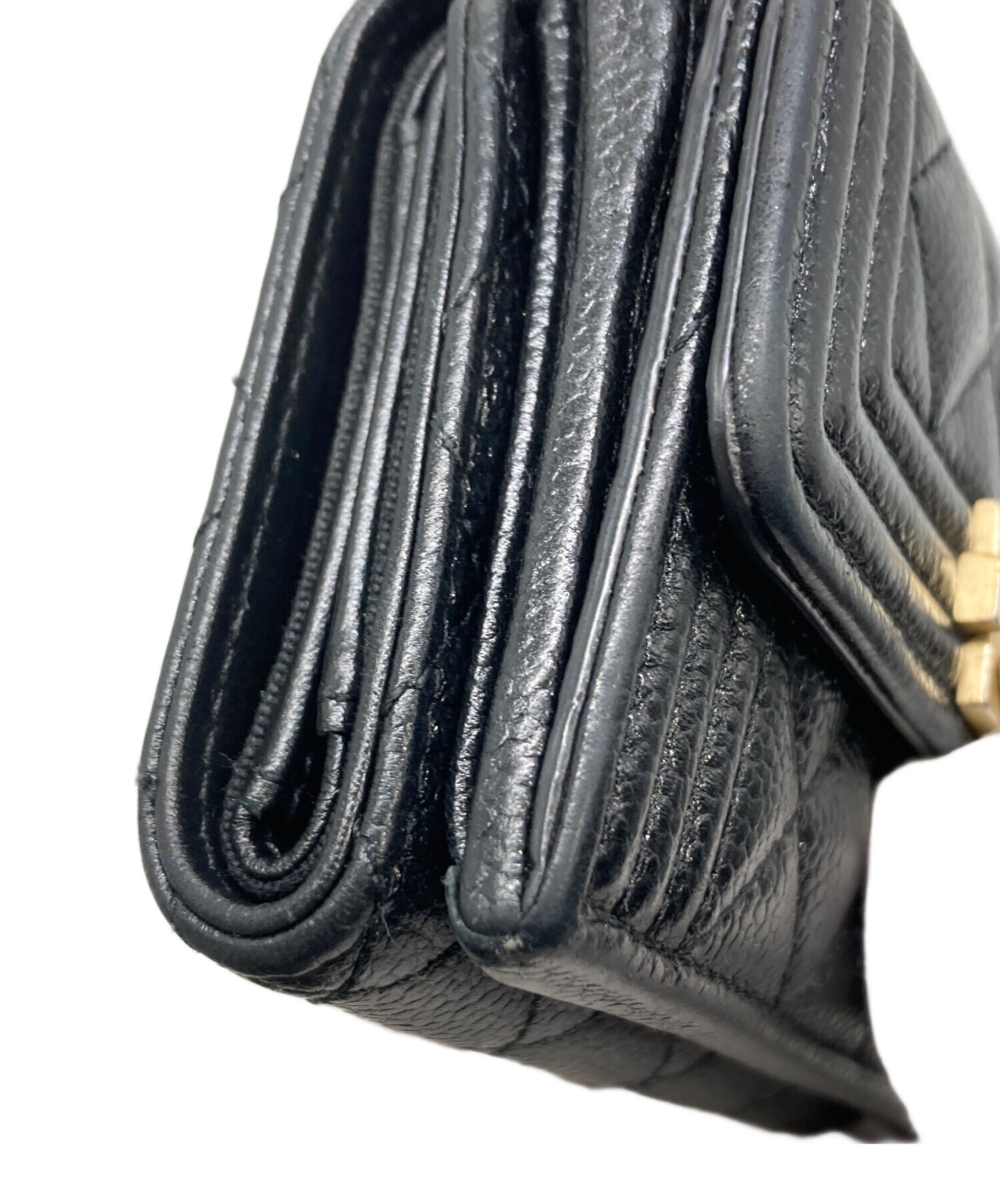 CHANEL ボーイシャネル マトラッセ コンパクトウォレット CHANEL（シャネル） マトラッセ ボーイシャネル 長財布 - ブラック