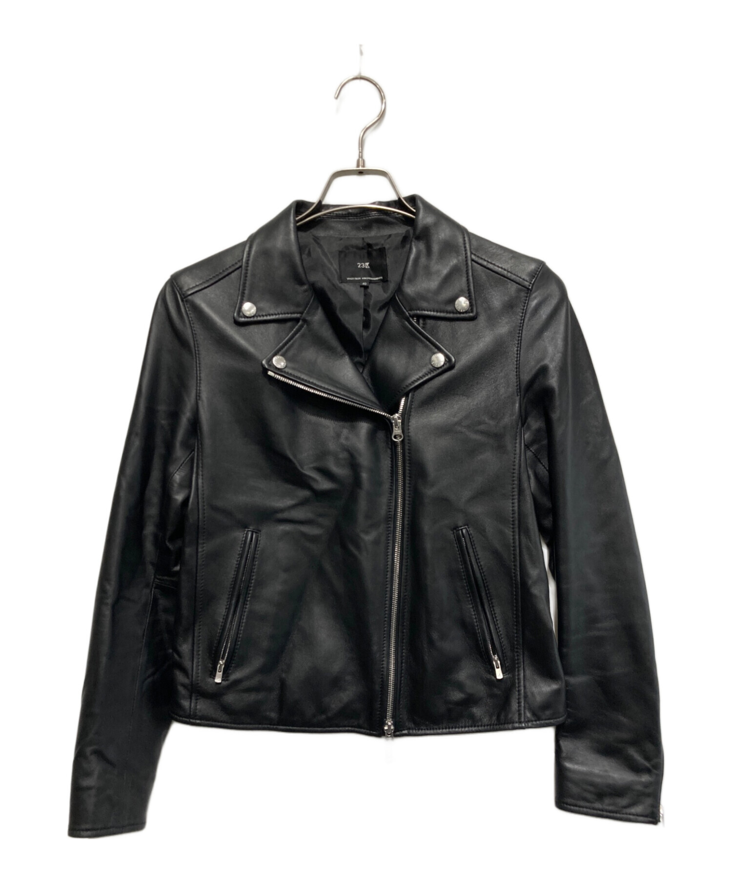 23区ブラック ライダースジャケット 40美品 中古・古着通販】23区 (ニジュウサンク) ライダースジャケット