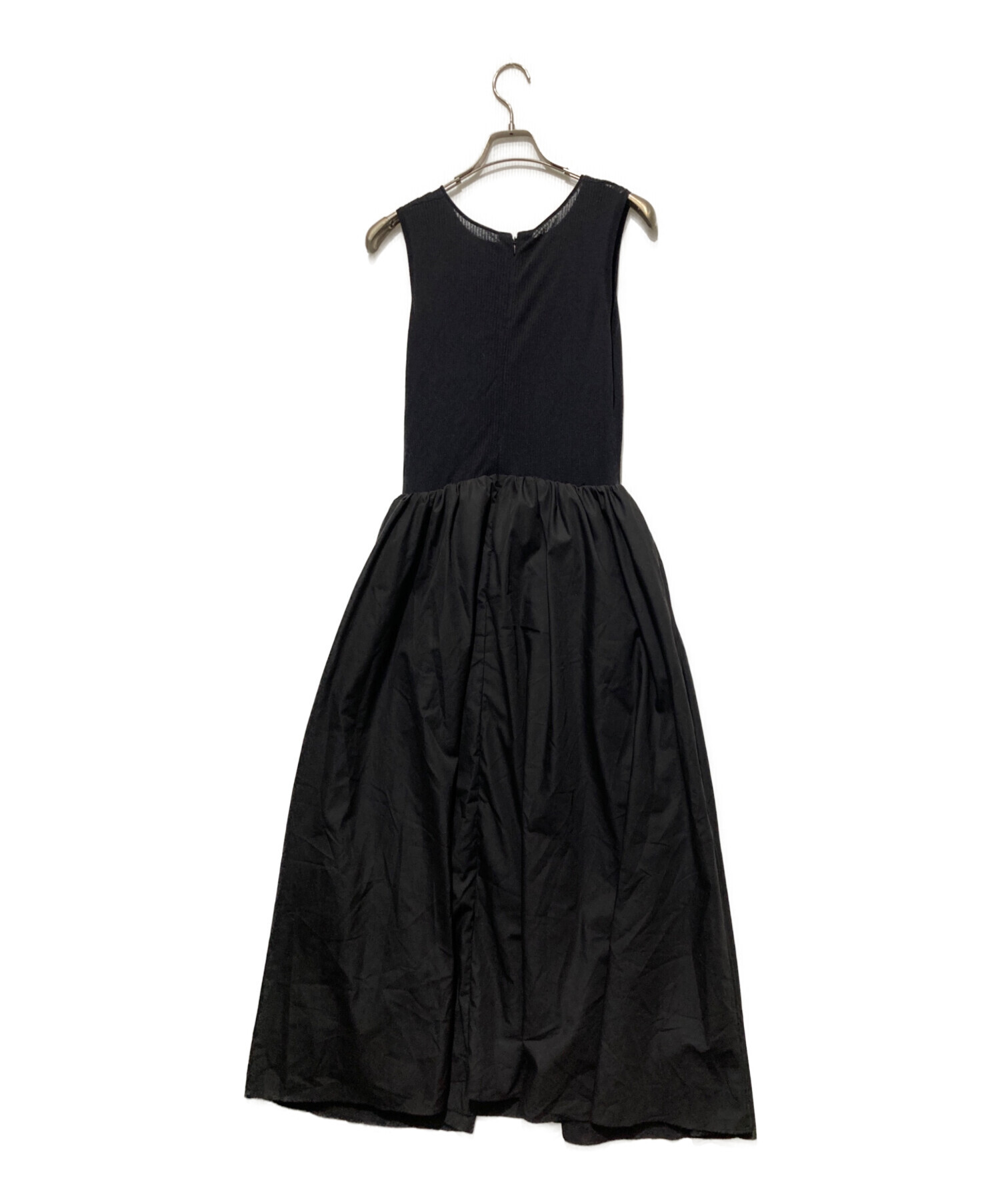 中古・古着通販】Ameri (アメリ) KNIT DOCKING VOLUME DRESS ブラック