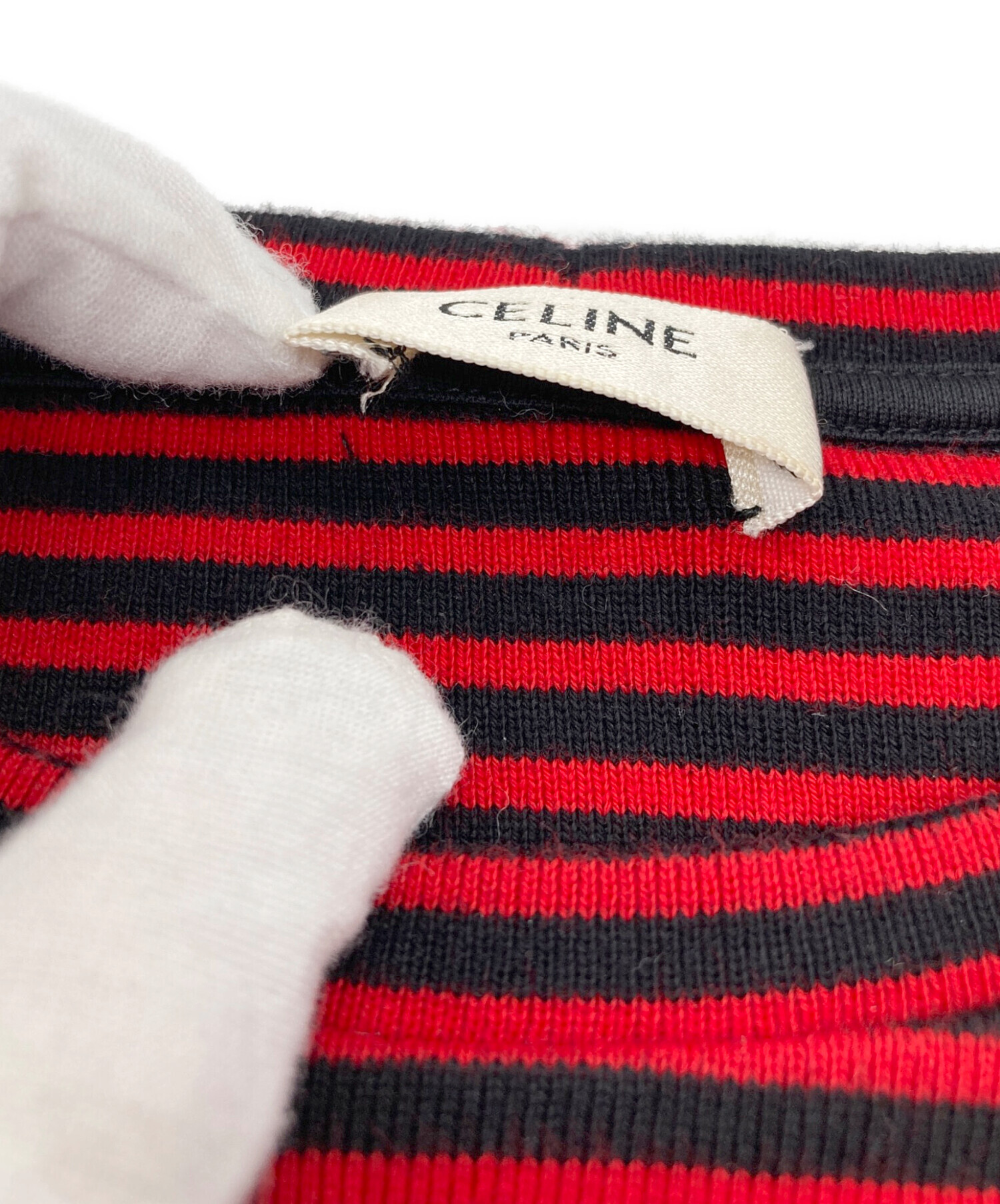 中古・古着通販】CELINE (セリーヌ) ボーダーカットソー レッド