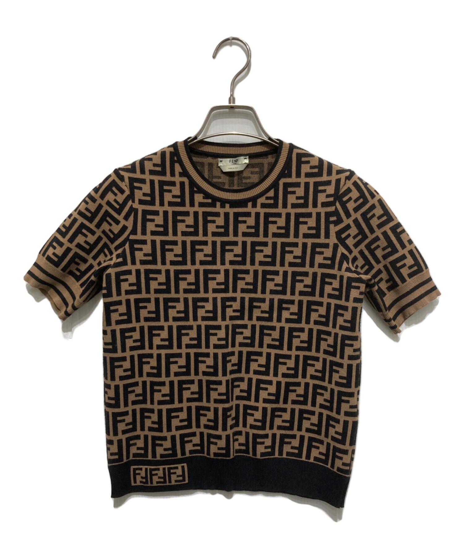 中古・古着通販】FENDI (フェンディ) ズッカ柄半袖ニット ブラック