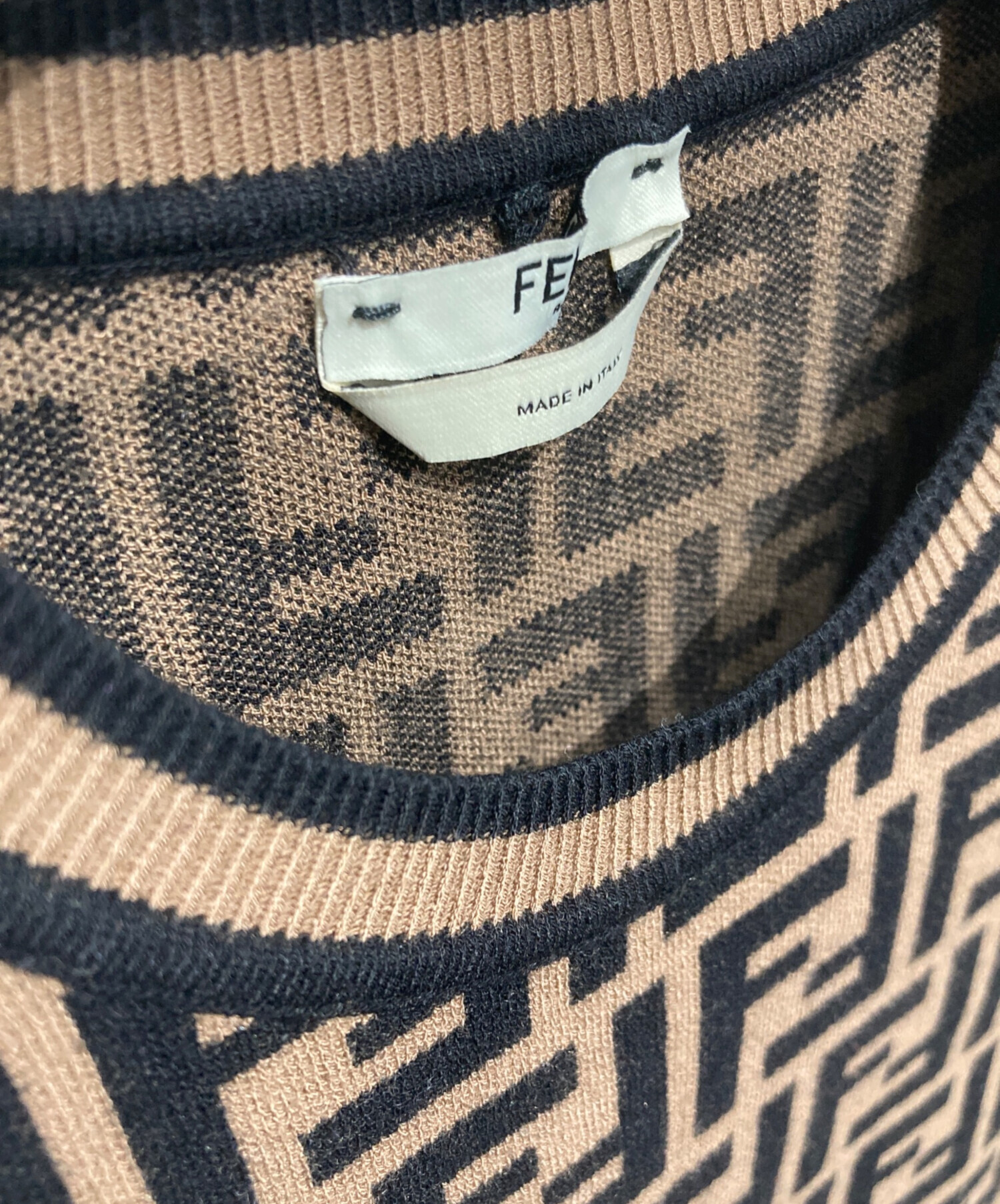 中古・古着通販】FENDI (フェンディ) ズッカ柄半袖ニット ブラック