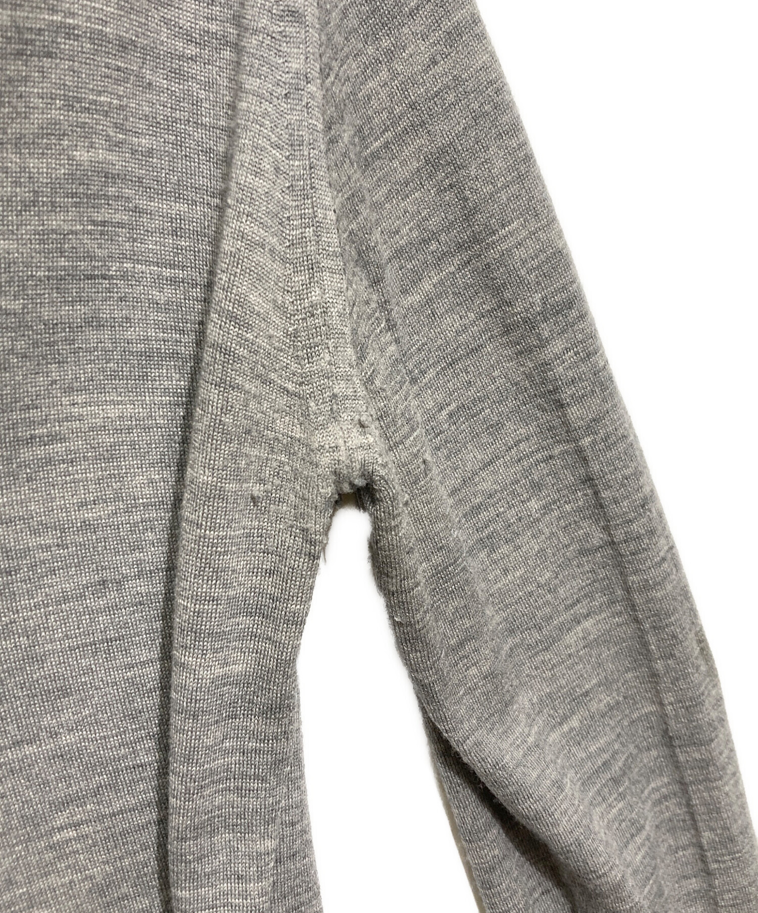 JOHN SMEDLEY - JOHN SMEDLEY ジョンスメドレー ニット・セーター XS 白xグレー 【古着】【中古】 中古・古着通販】JOHN SMEDLEY (ジョンスメドレー) クルーネックニット