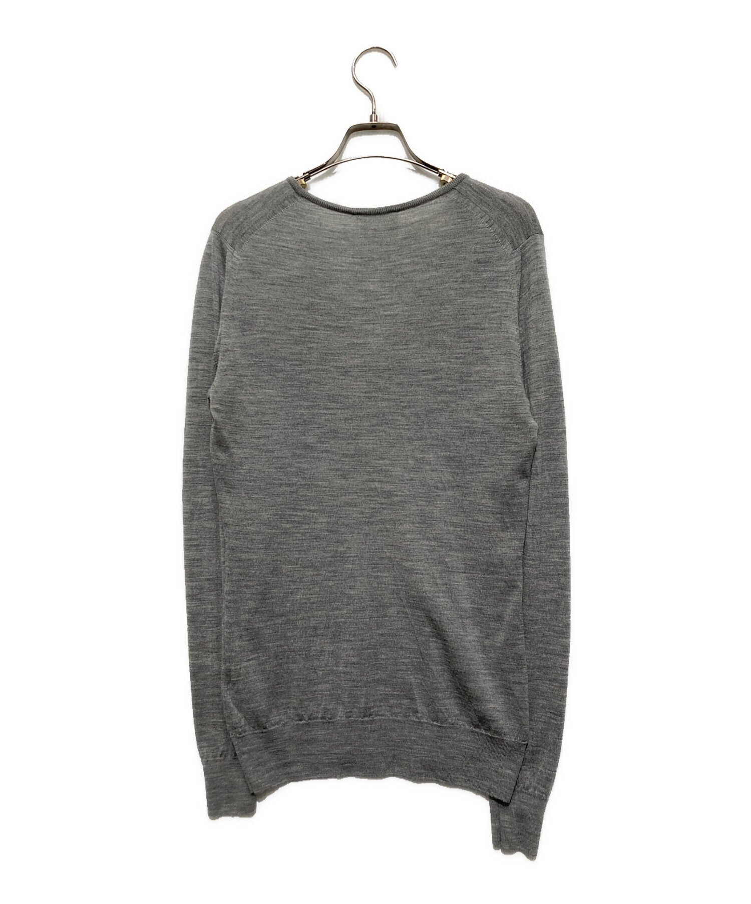 JOHN SMEDLEY - JOHN SMEDLEY ジョンスメドレー ニット・セーター XS 白xグレー 【古着】【中古】 中古・古着通販】JOHN SMEDLEY (ジョンスメドレー) クルーネックニット
