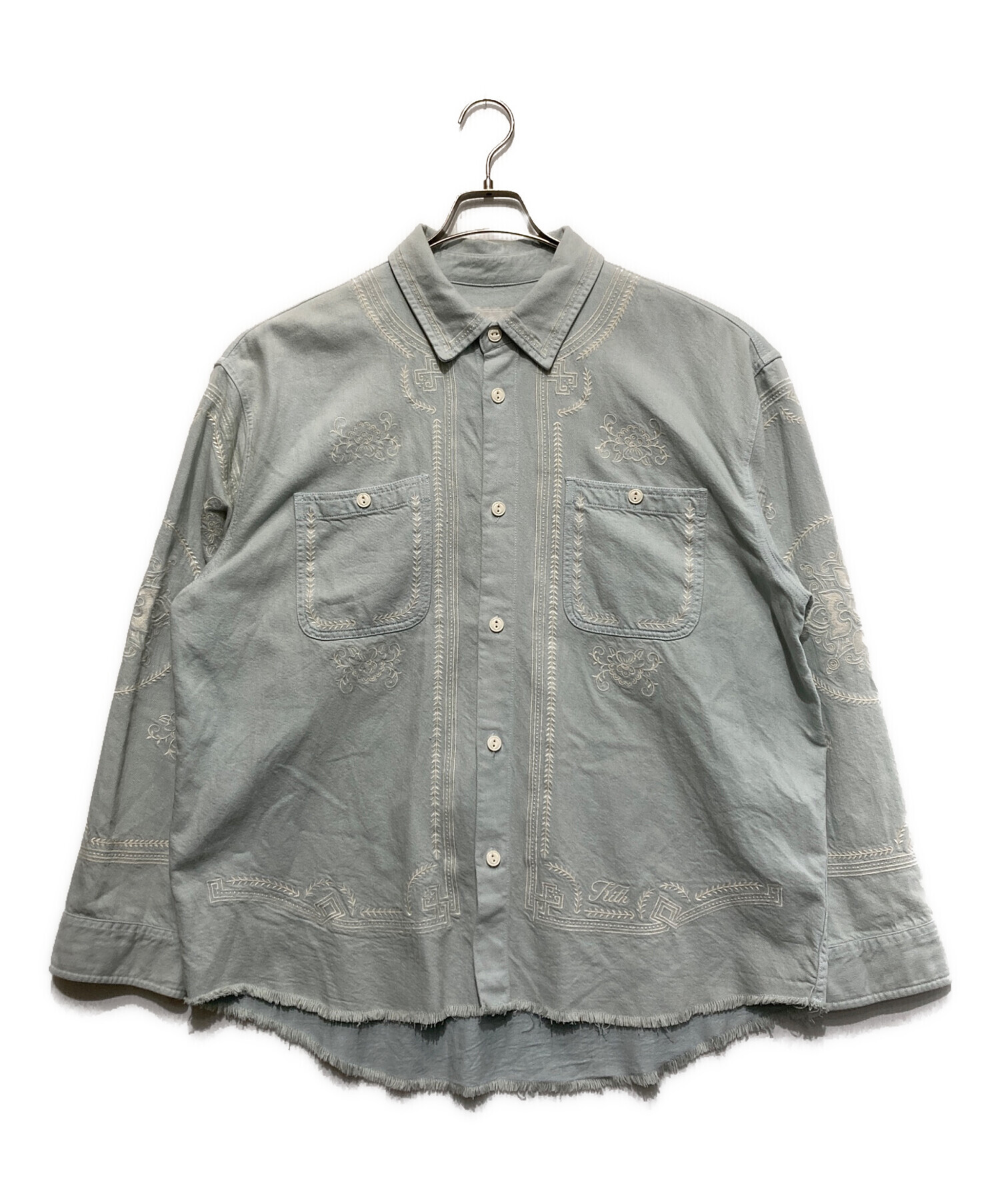 中古・古着通販】KITH (キス) Raw Hem Denim Apollo Shirt ブルー