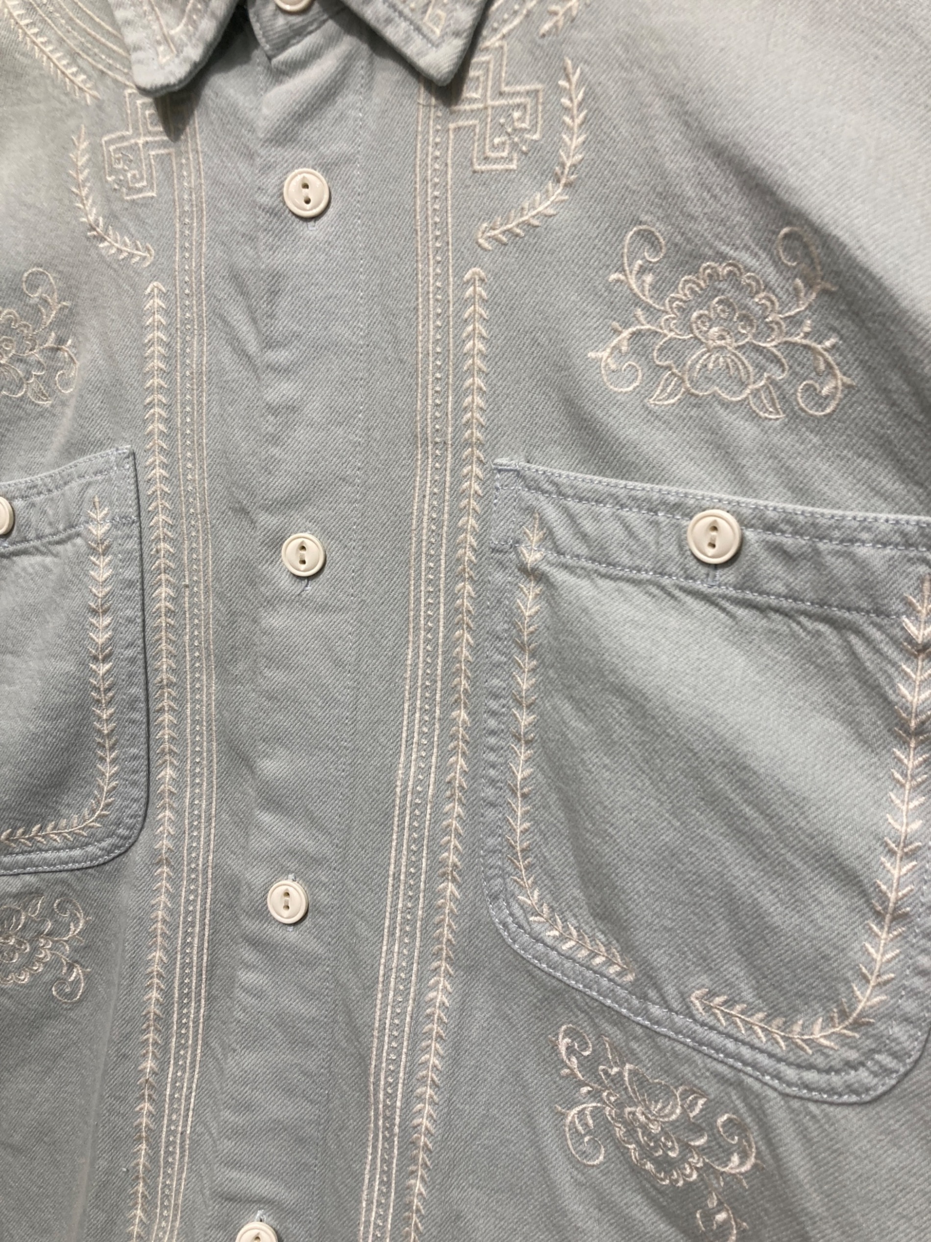 中古・古着通販】KITH (キス) Raw Hem Denim Apollo Shirt ブルー