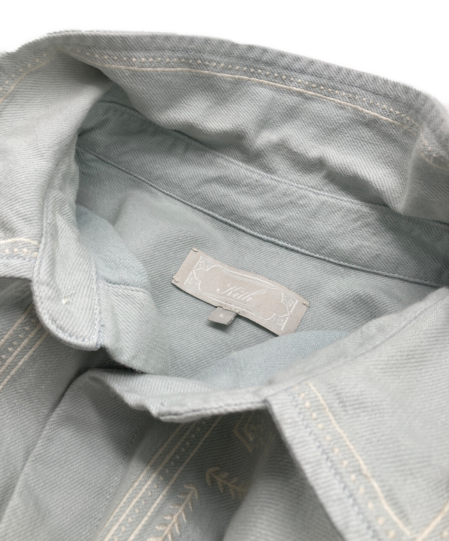 中古・古着通販】KITH (キス) Raw Hem Denim Apollo Shirt ブルー