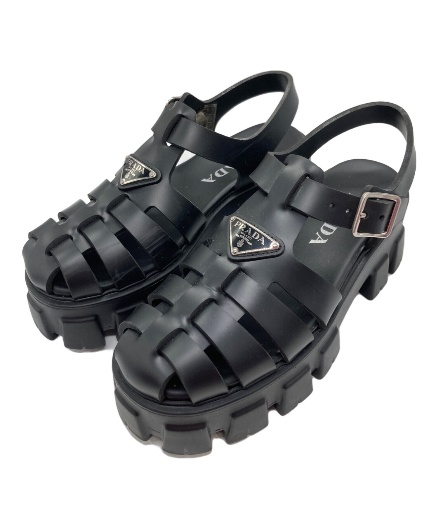 PRADA プラダ　17ss サンダル　美品　コレクションアイテム 中古・古着通販】PRADA (プラダ) モノリス ラバー サンダル ブラック