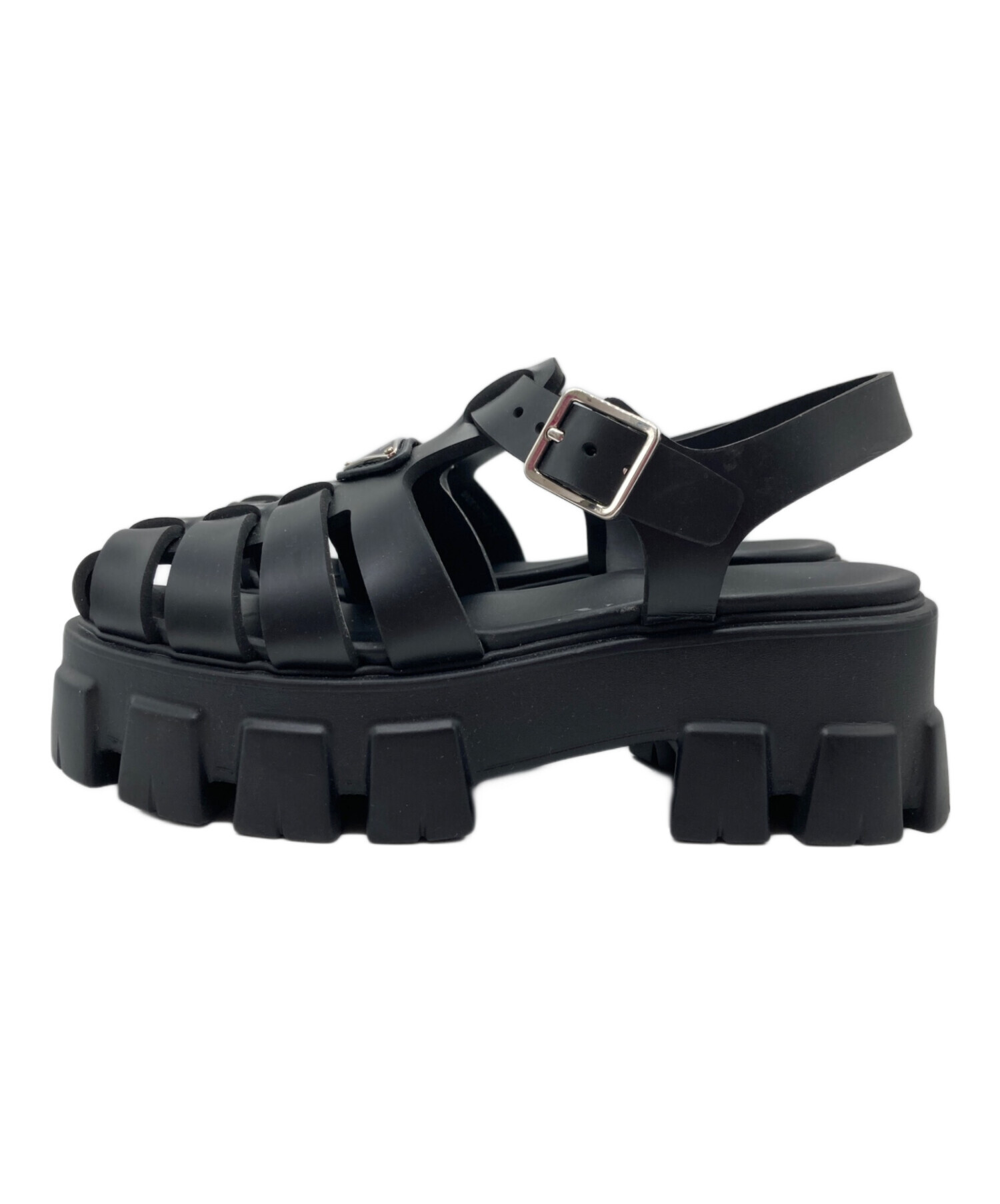 中古・古着通販】PRADA (プラダ) モノリス ラバー サンダル ブラック