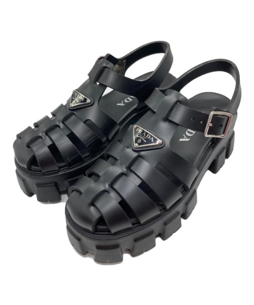 美品　プラダ　モノリスラバーサンダル　37 中古・古着通販】PRADA (プラダ) モノリス ラバー サンダル ブラック