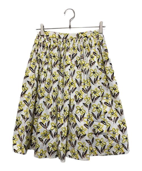 中古・古着通販】PRADA (プラダ) 花柄スカート ホワイト×イエロー