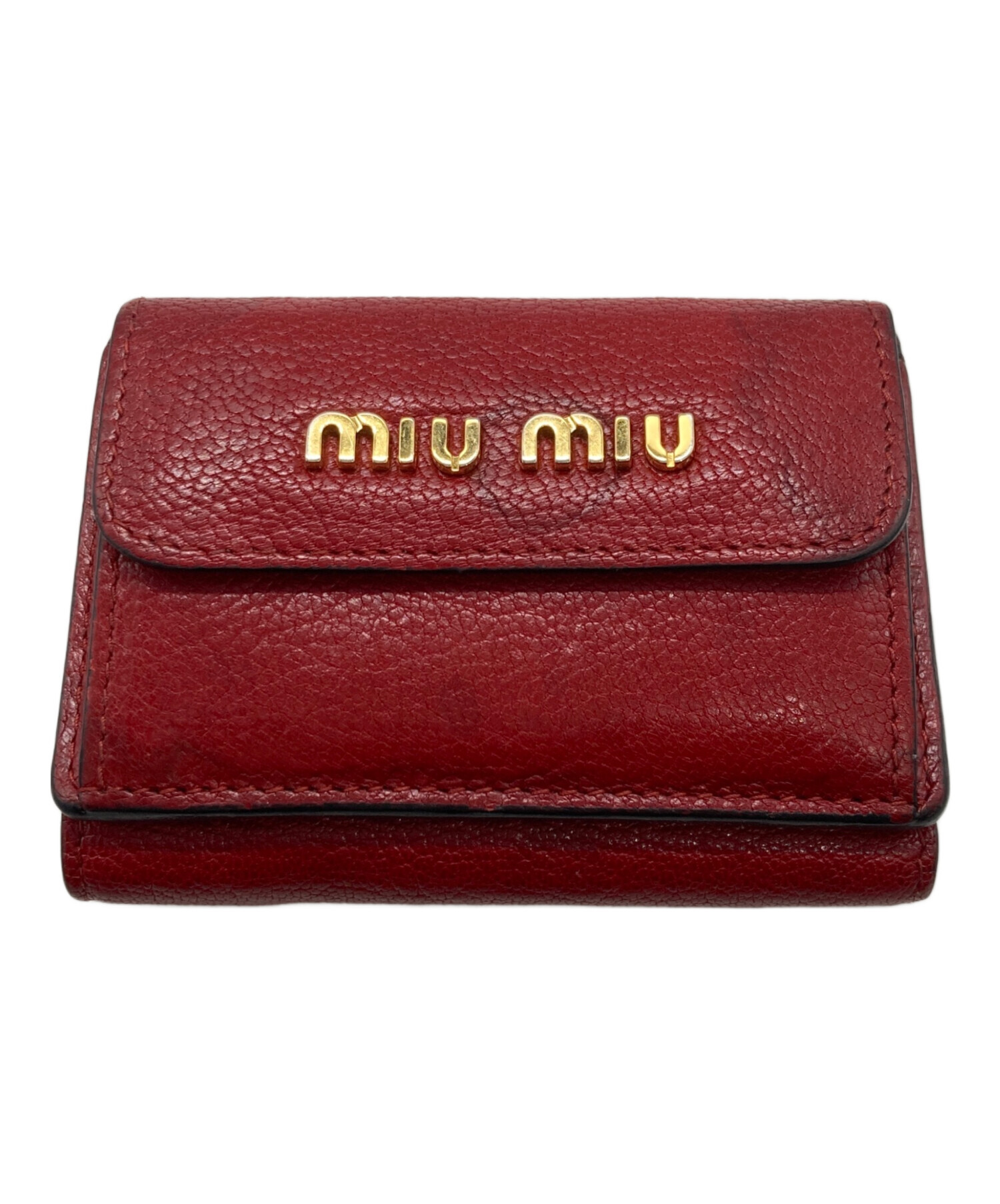 中古・古着通販】MIU MIU (ミュウミュウ) MADRAS 3つ折り財布 レッド