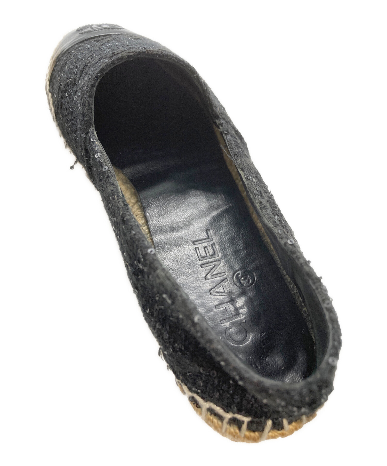 中古・古着通販】CHANEL (シャネル) ツイードエスパドリーユ ブラック