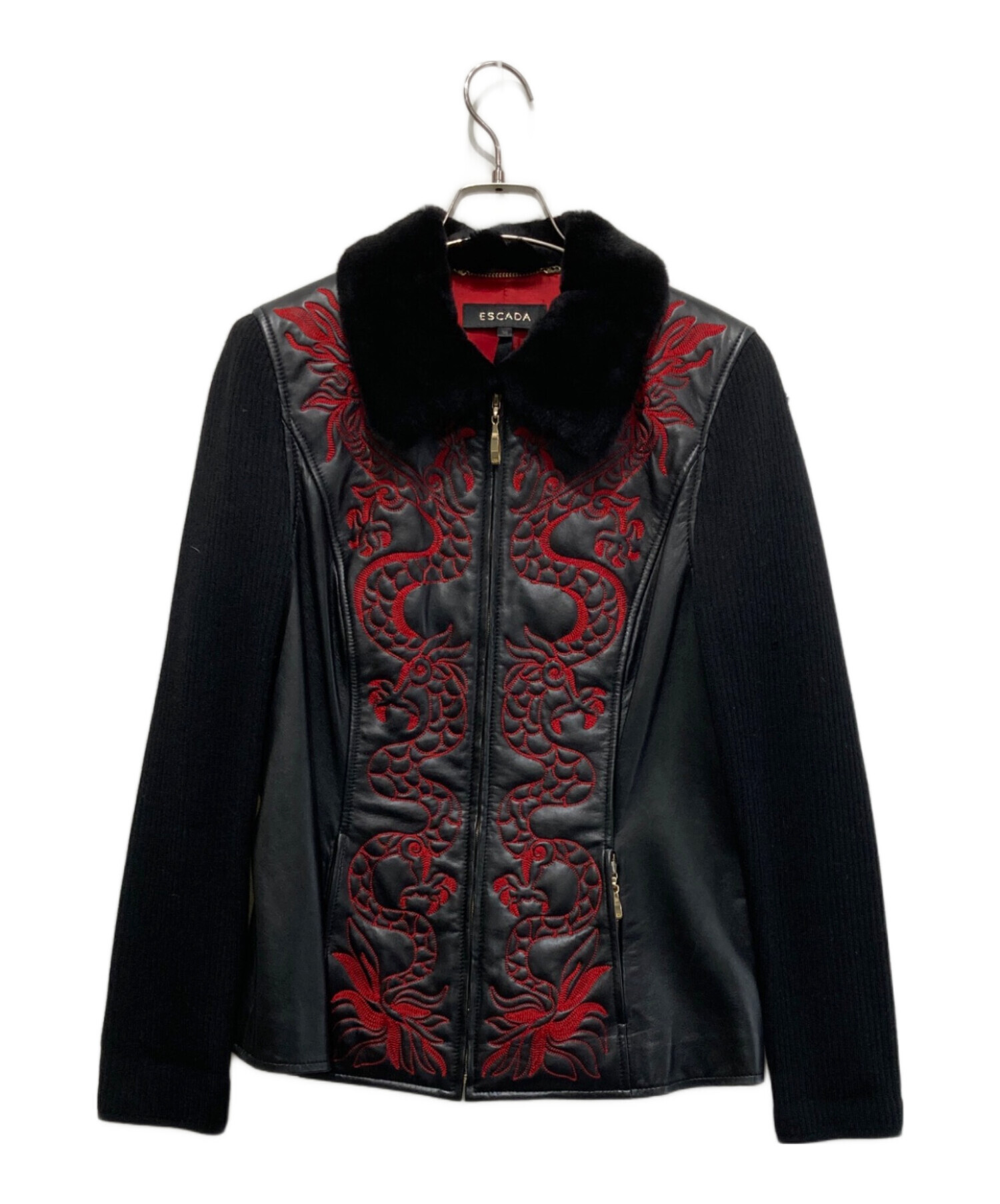 中古・古着通販】ESCADA (エスカーダ) 刺繍ラムレザージャケット