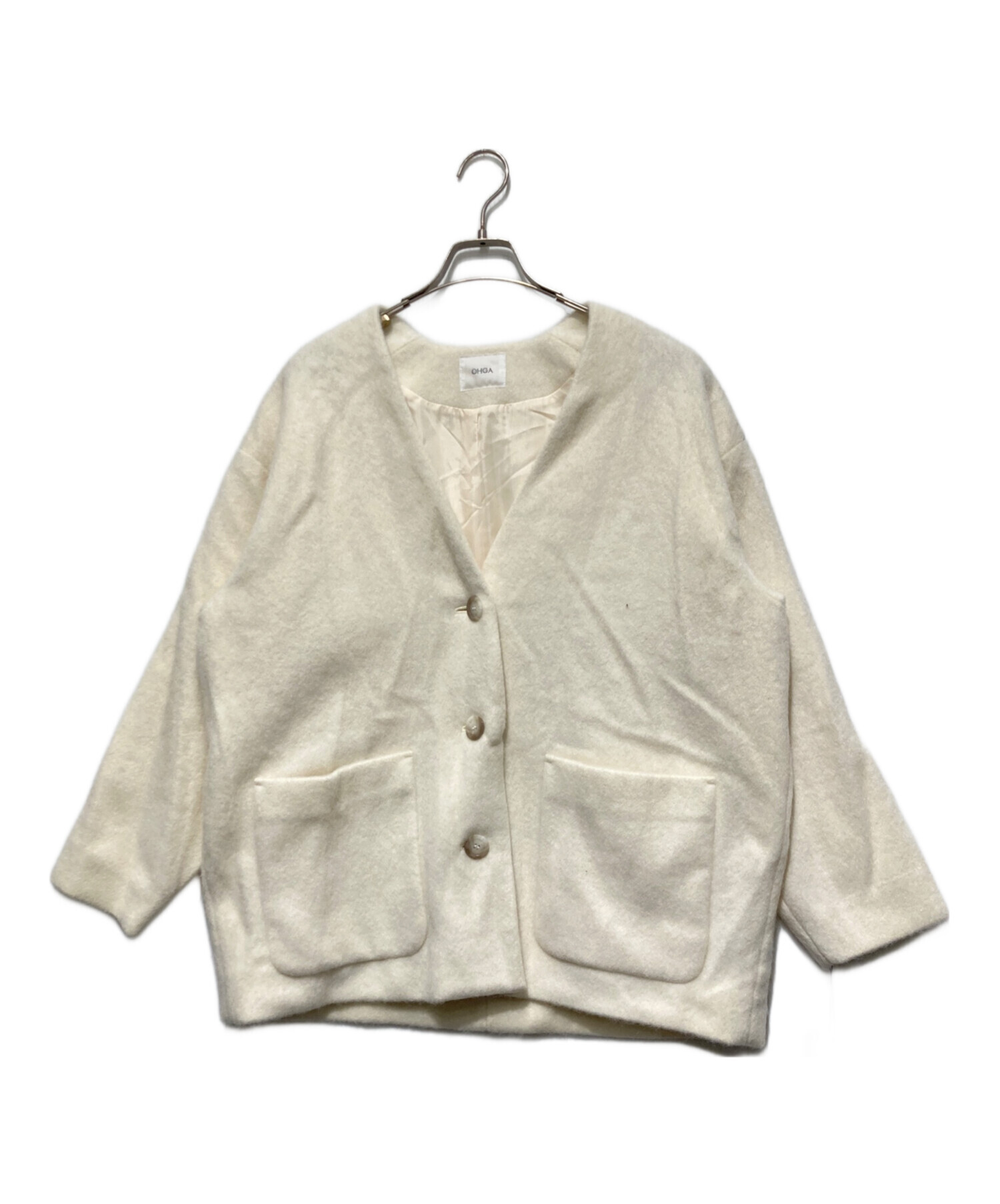 m*e様 OHGA シャギーコーディガン　ohga シャギーコーディガン　コート 中古・古着通販】OHGA (オオガ) シャギーコーディガン ホワイト サイズ