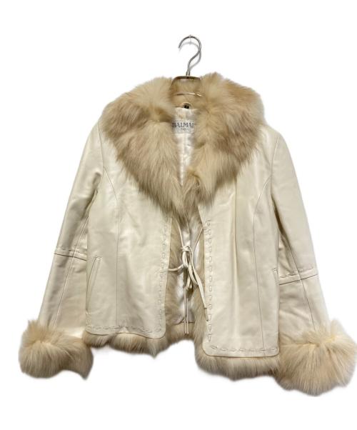 ⭐️美品⭐️BALMAIN ホワイトファーショート羊革ジャケット　バルマン 中古・古着通販】BALMAIN (バルマン) ラムレザージャケット ホワイト