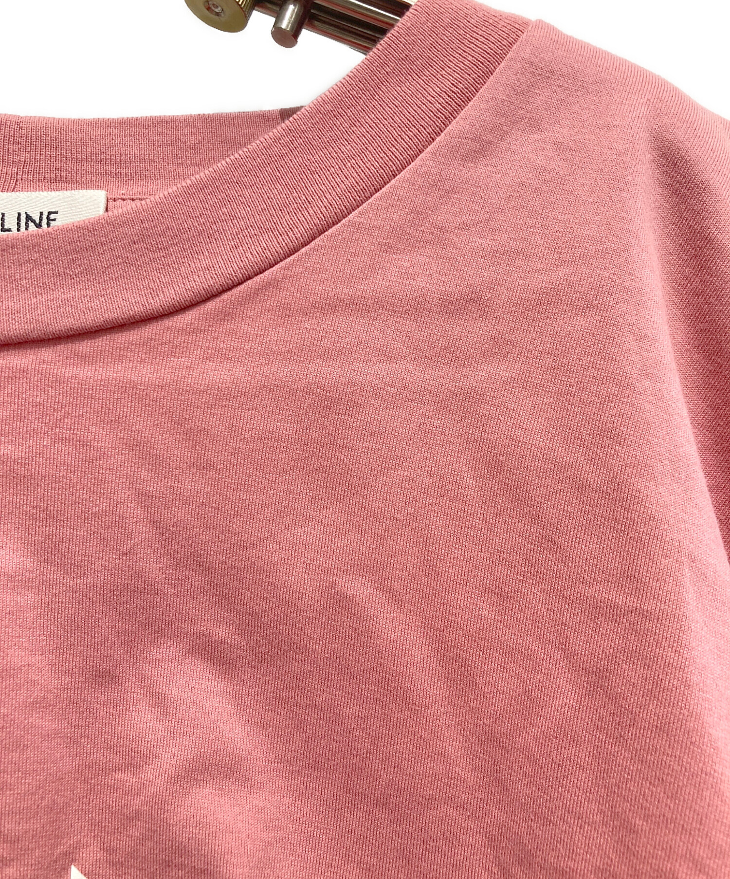 中古・古着通販】CELINE (セリーヌ) ロゴ クロップド Tシャツ ピンク