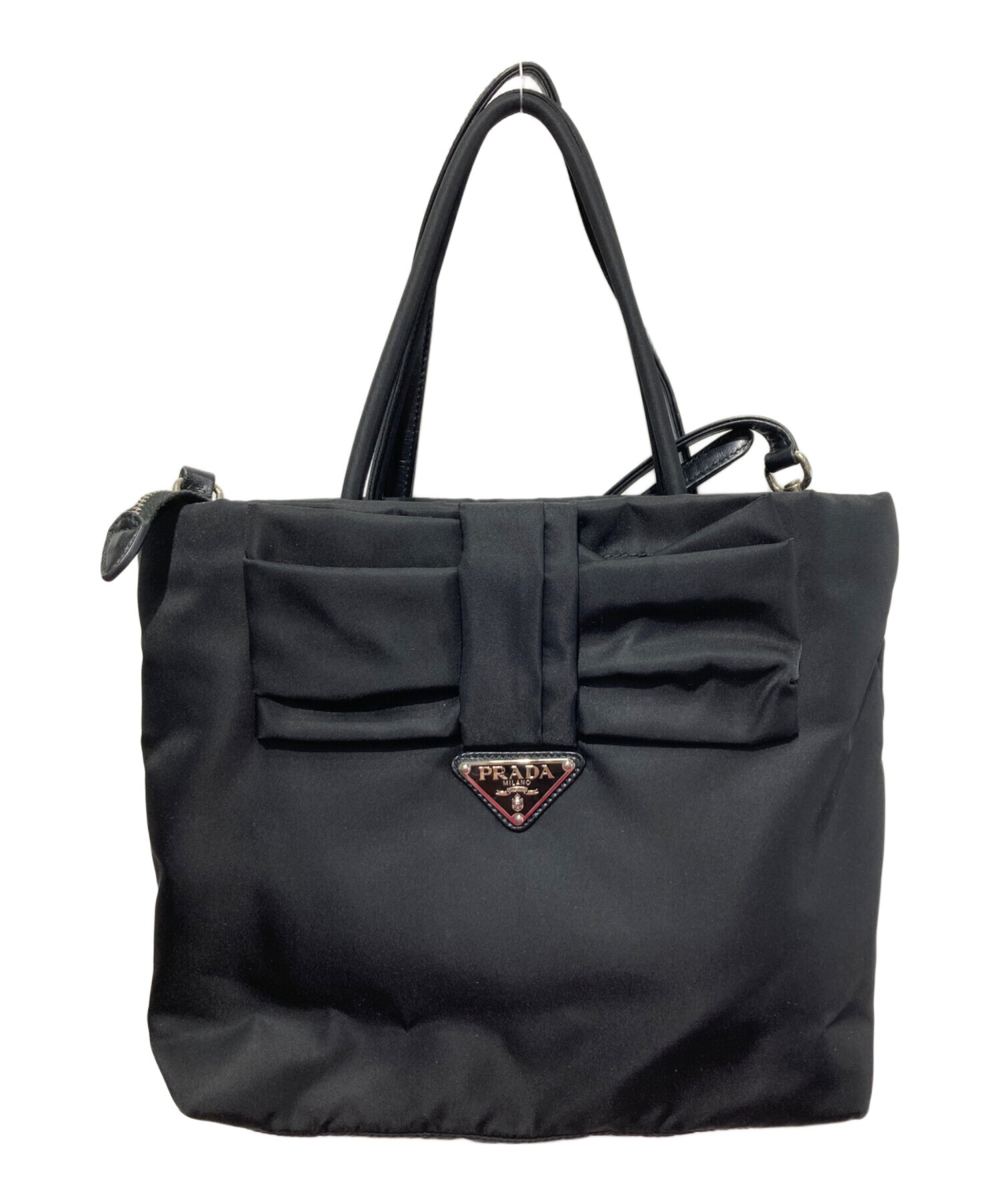 中古・古着通販】PRADA (プラダ) 2WAYリボンナイロンバッグ ブラック