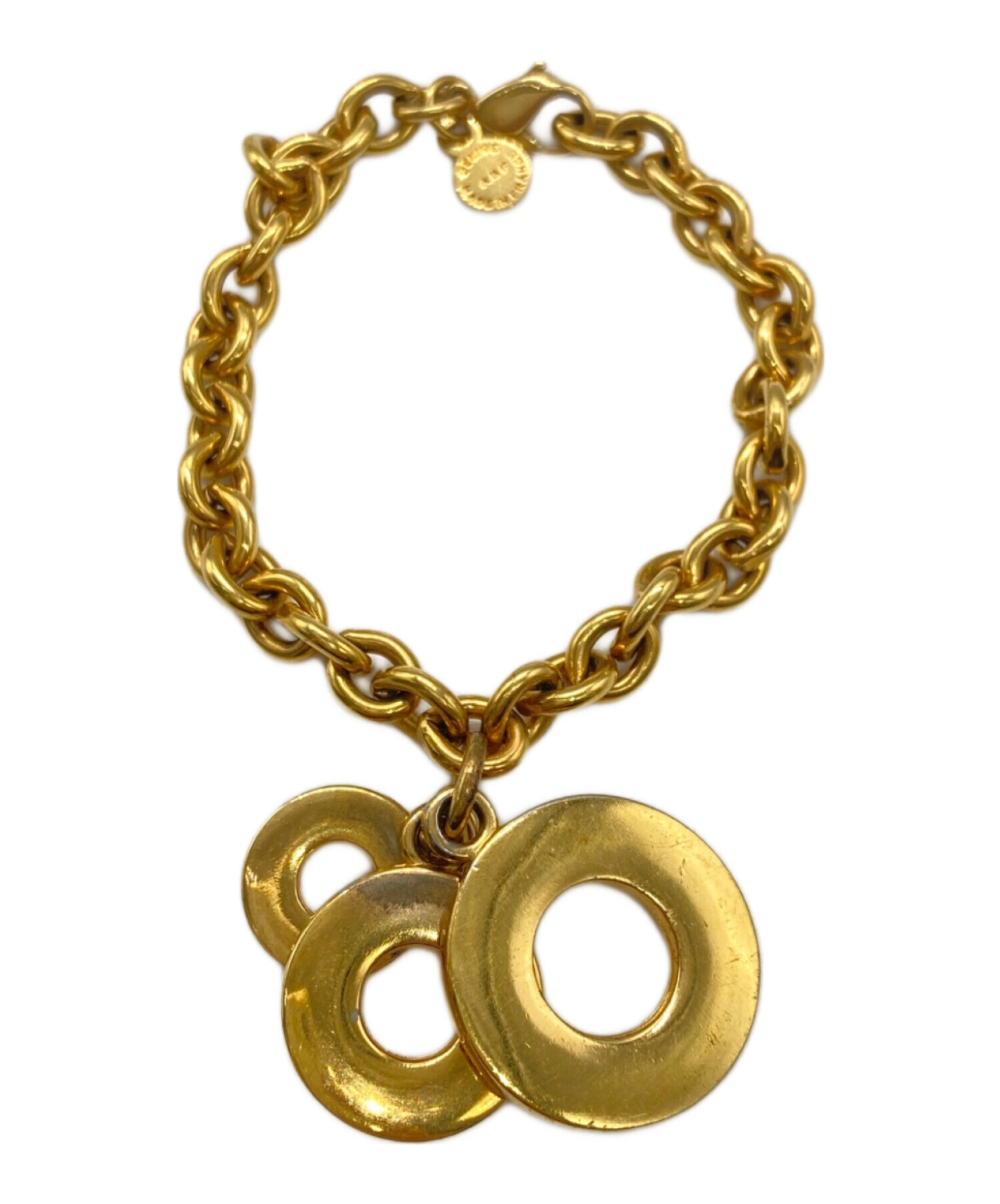 美品　セリーヌ　ブレスレット　サークルロゴ　アクセサリー　ゴールド CELINE セリーヌ ヴィンテージブレスレット サークルロゴ ゴールド