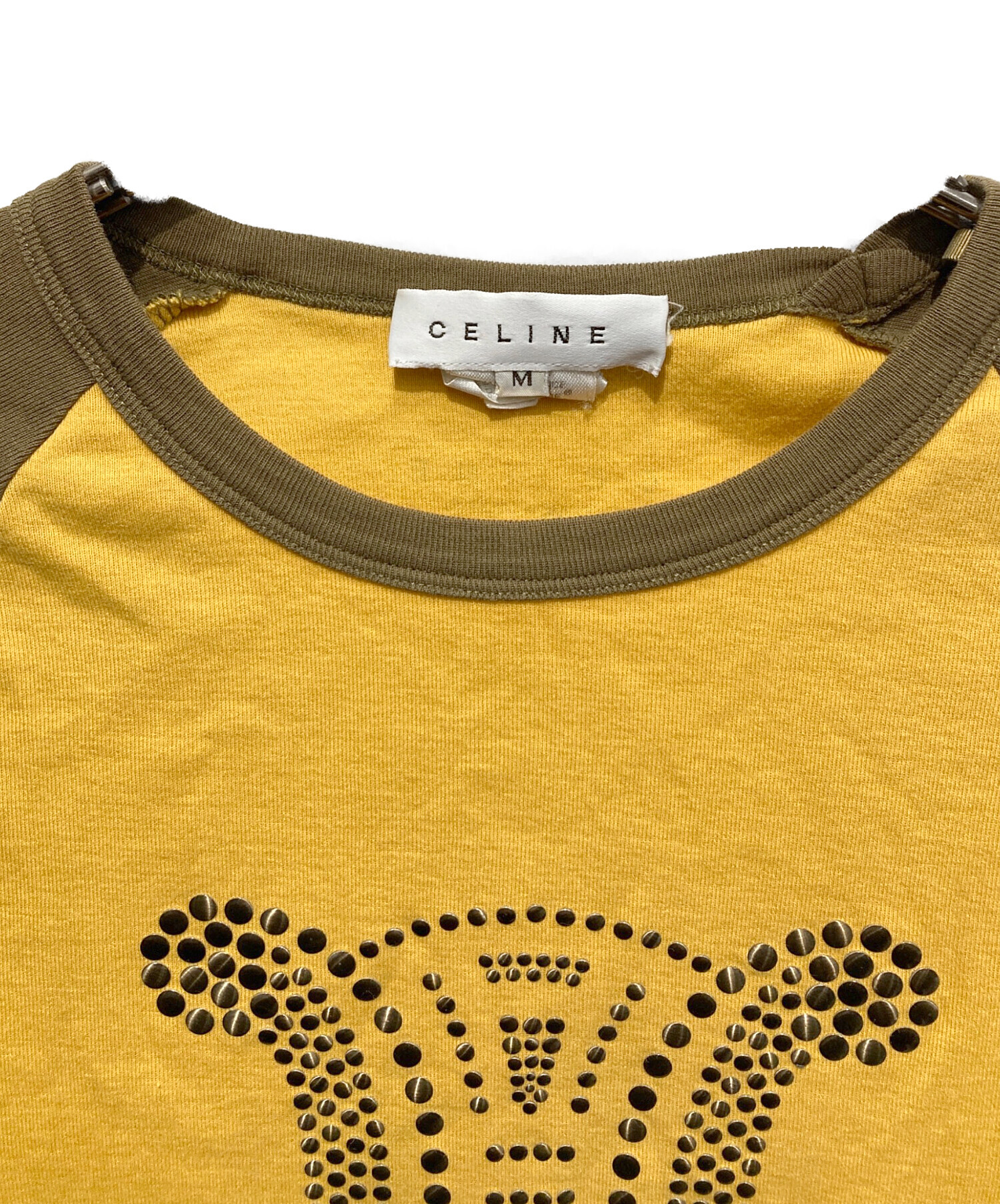 中古・古着通販】CELINE (セリーヌ) スタッズラグランTシャツ イエロー